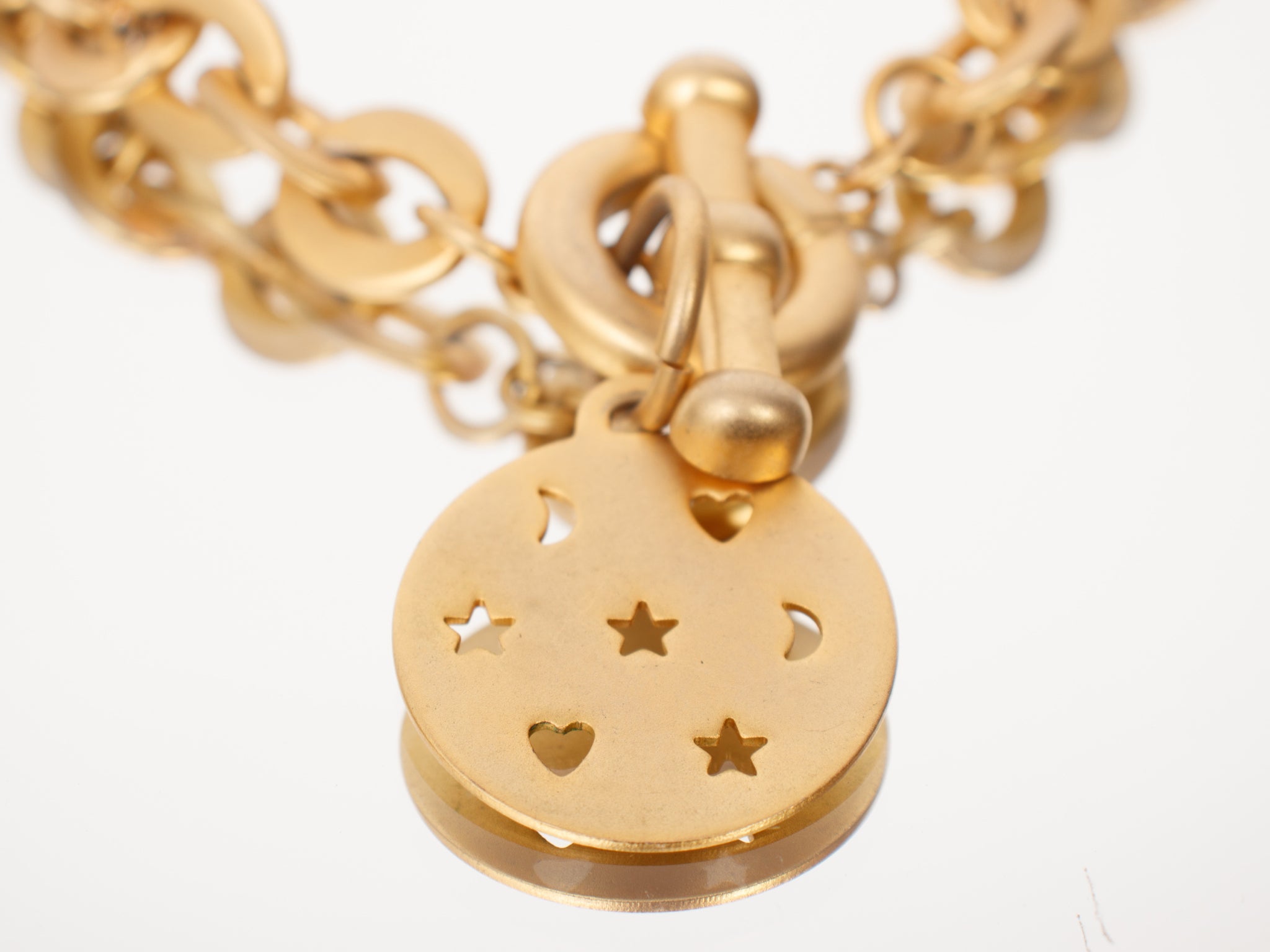 10k Gold Cable Chain & Celestial Tag Toggle Necklace