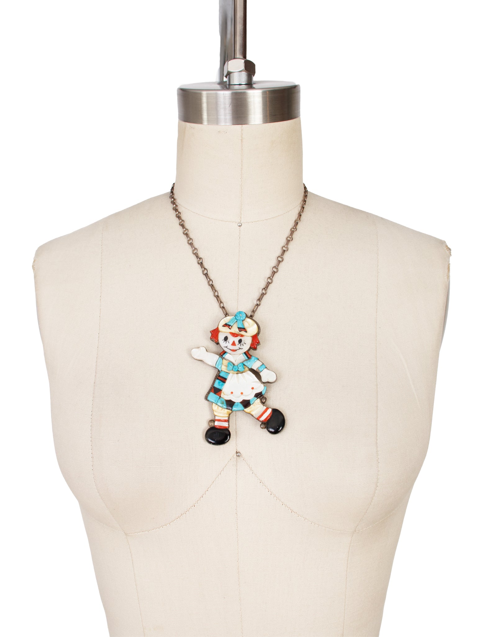 Veronica Poblano Zuni Raggedy Ann Brooch/ Necklace