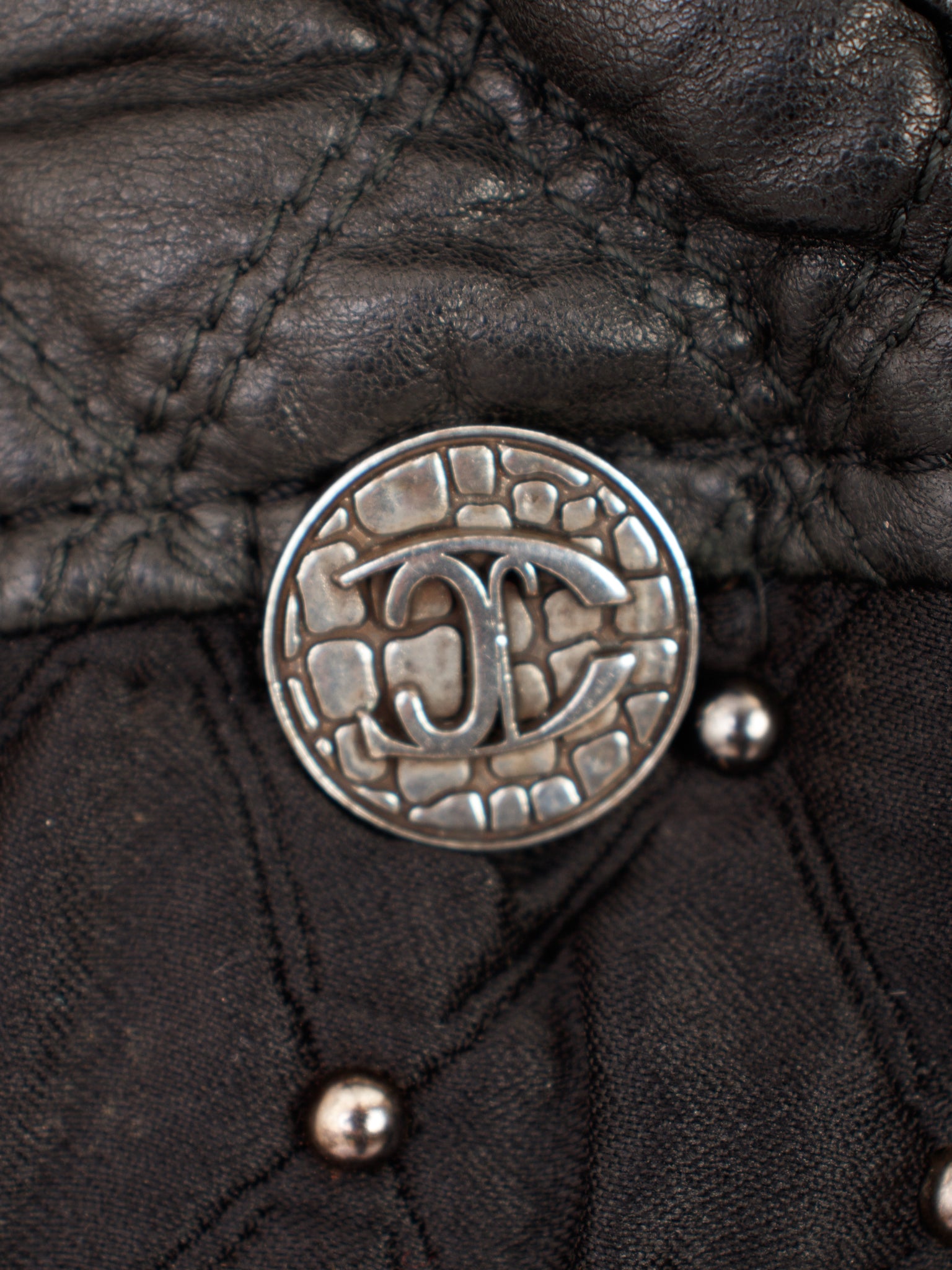 Just Cavalli Leather Quilted & Round Studded Jacket