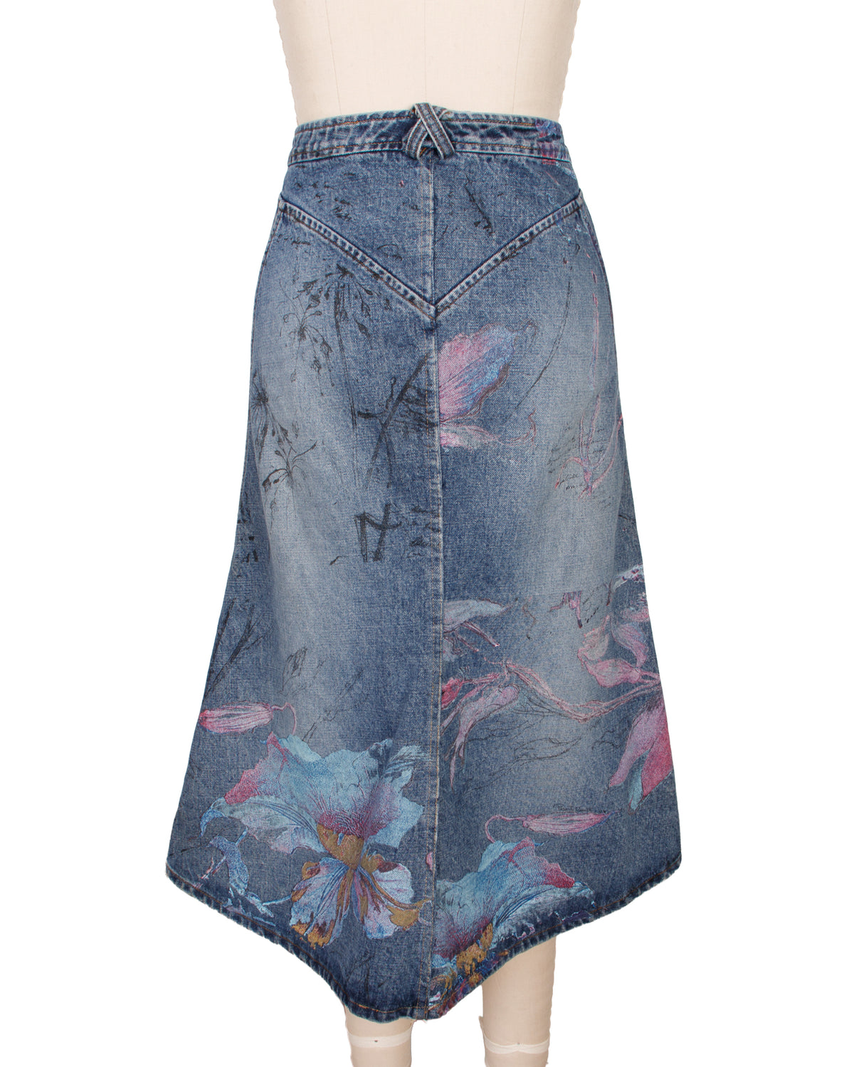 2000s Roberto Cavalli Denim Script Print Skirt