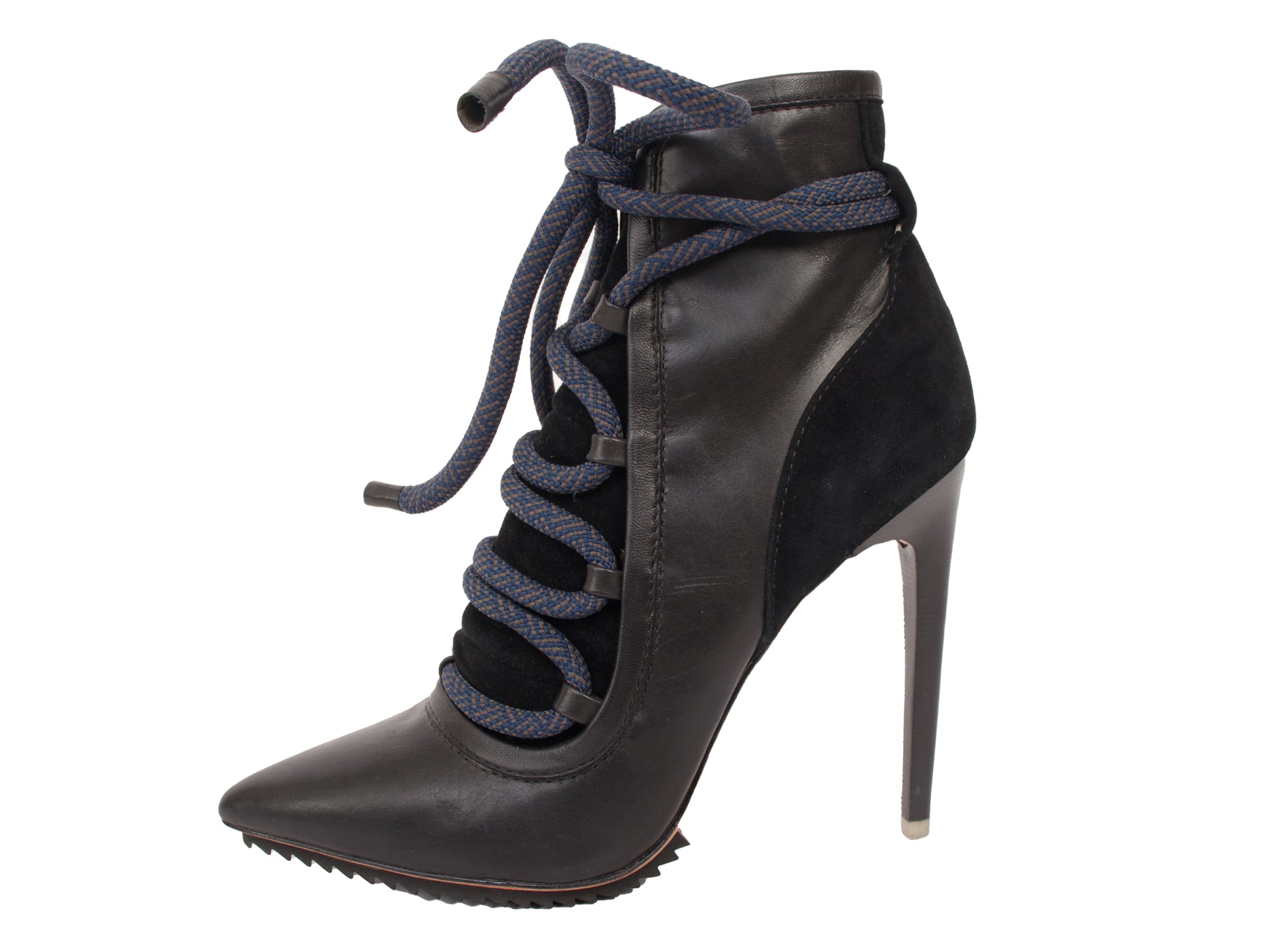 Lamb Leather & Suede Lace-Up Heels