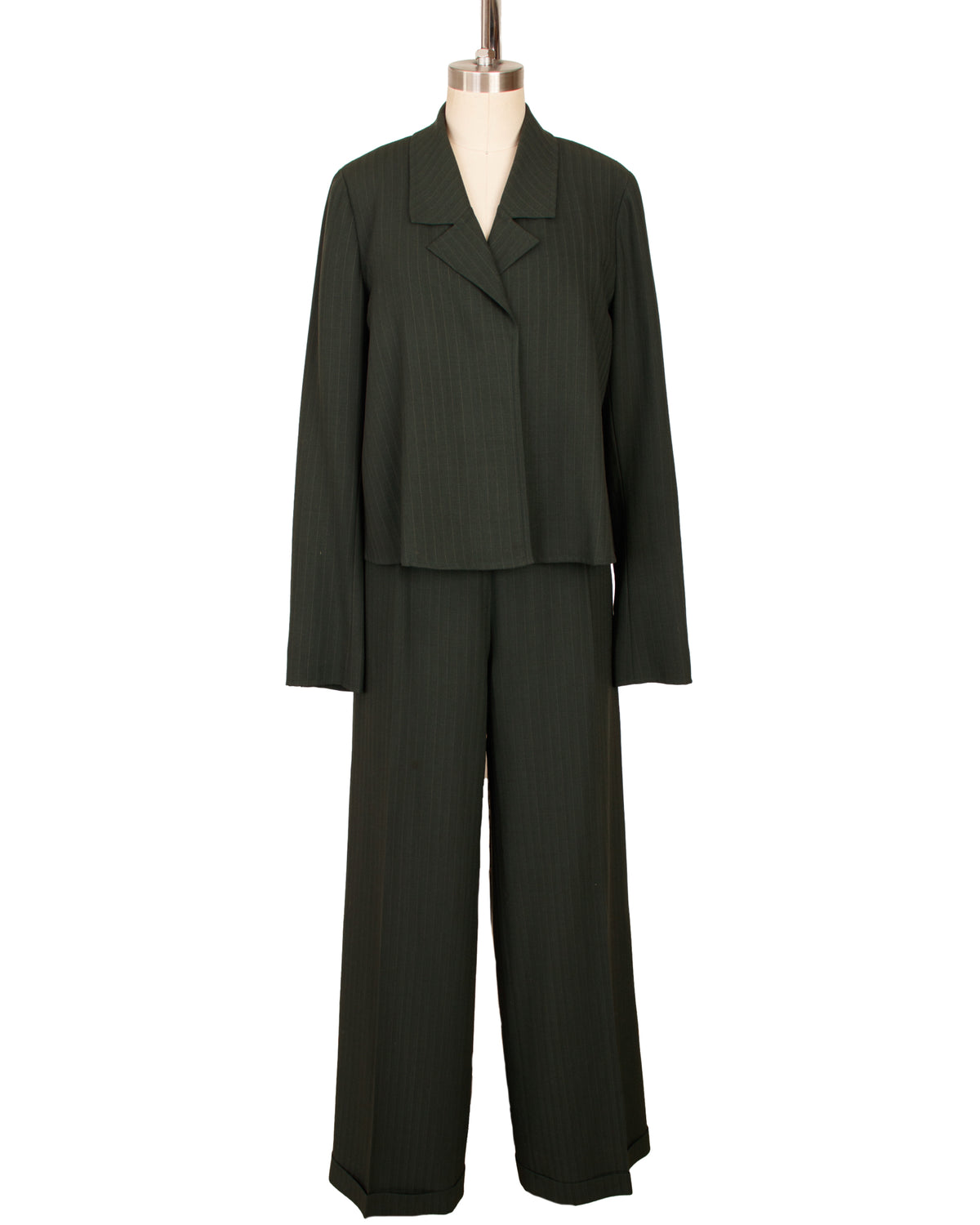 Karl Lagerfeld Wool Pinstripe Three-Piece Pantsuit