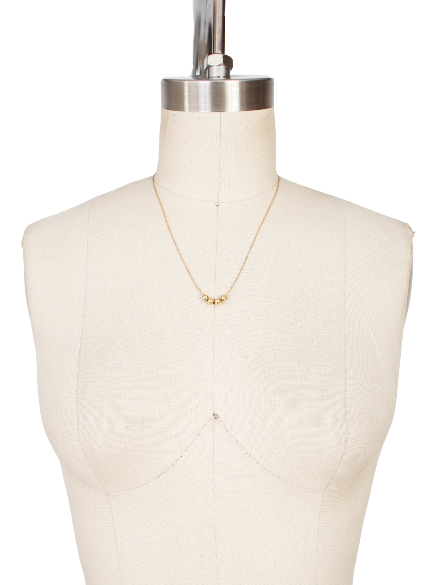 14k Gold Four Sphere Rope Chain Necklace