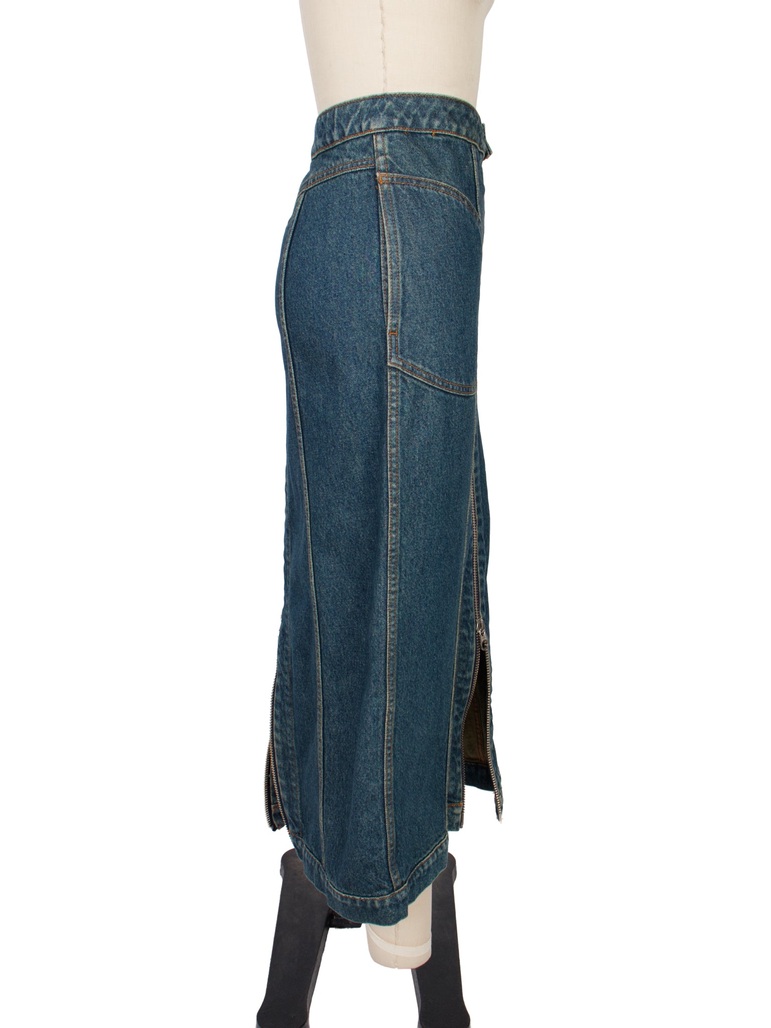Eckhaus Latta Denim Zip Midi Skirt