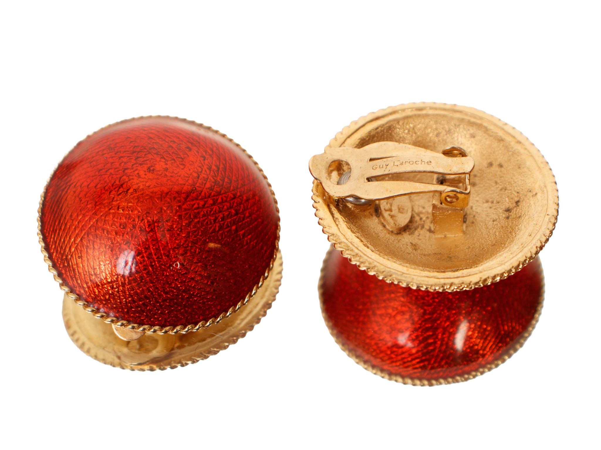 Guy Laroche Metallic Red Dome Clip-On's