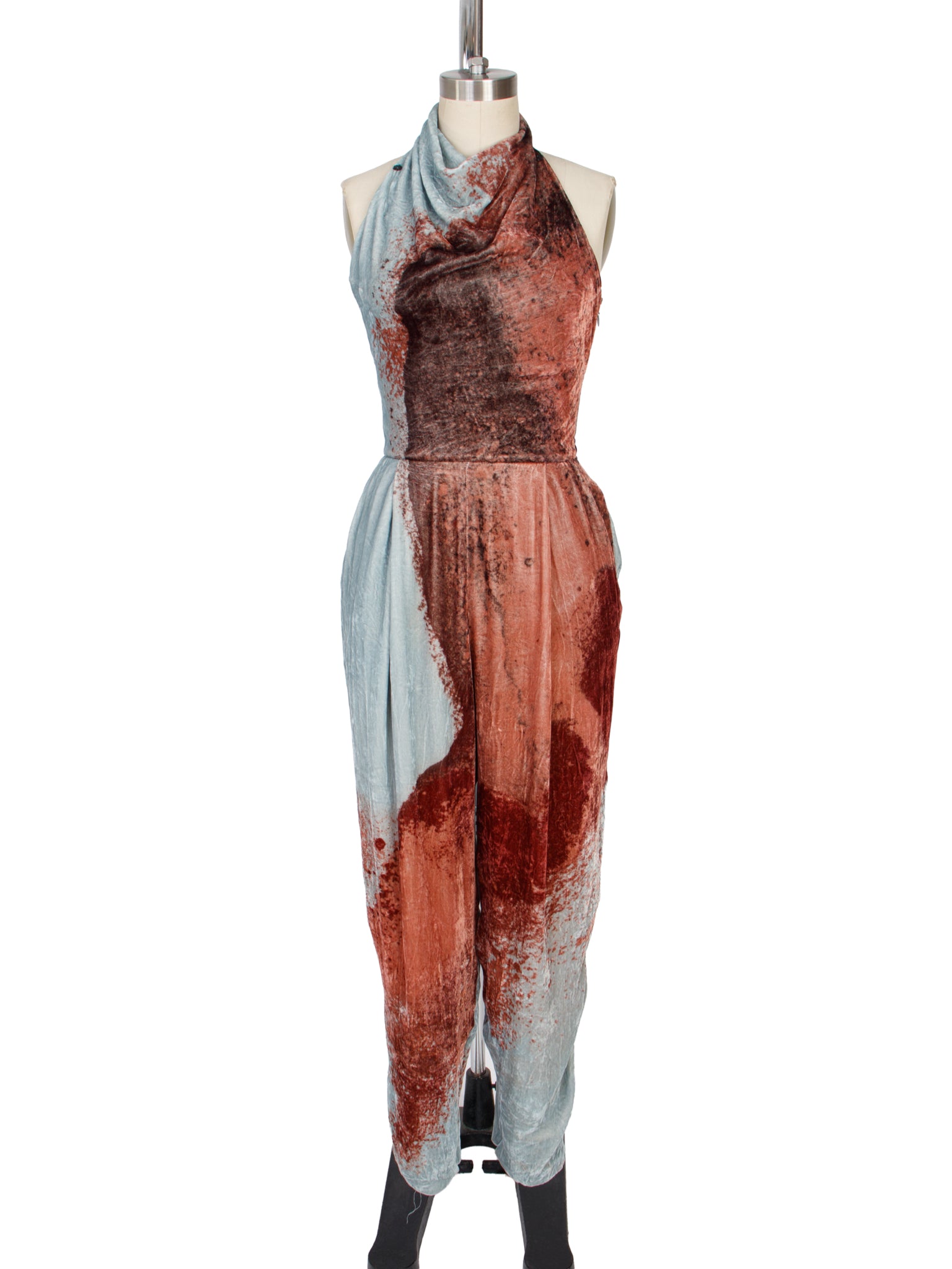 FW 2014 Galliano Velvet Abstract Print Jumpsuit