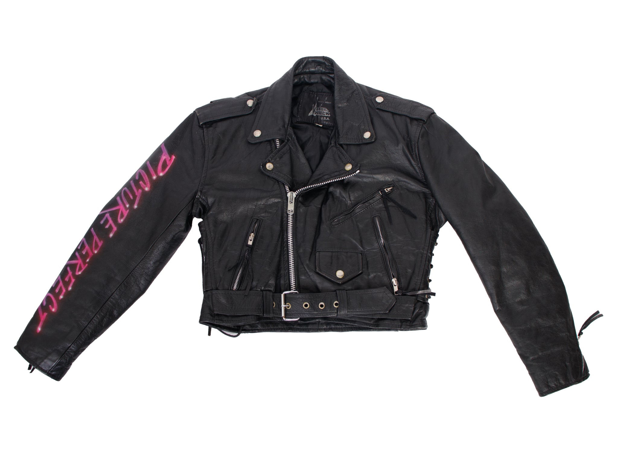 1990s Leather Airbrushed Flinstones Dino Jacket