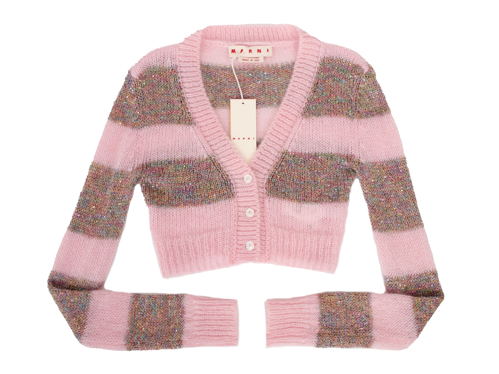 Marni Sequin Stripe Cropped Cardigan