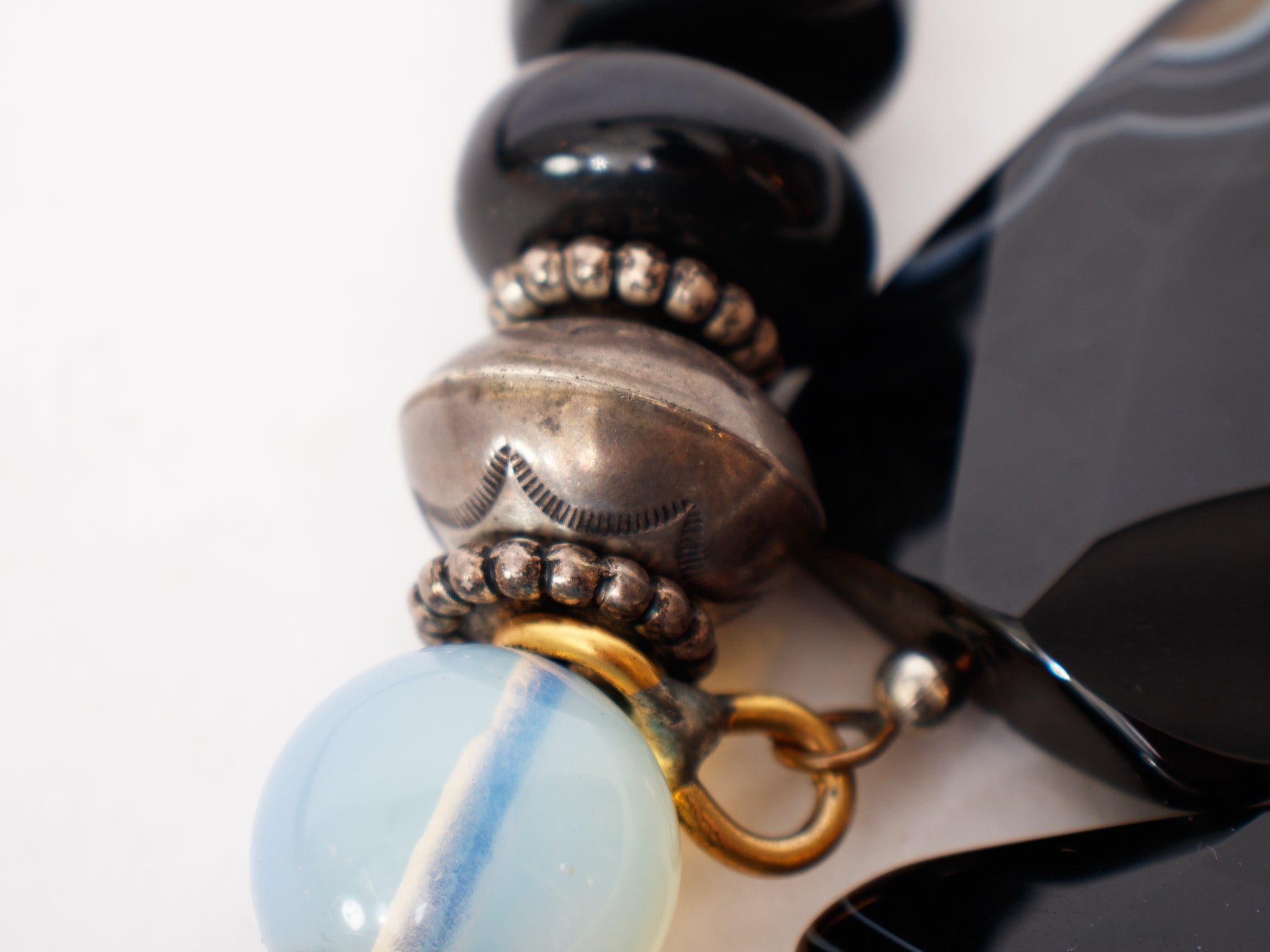Masha Archer Opalite & Obsidian Statement Necklace