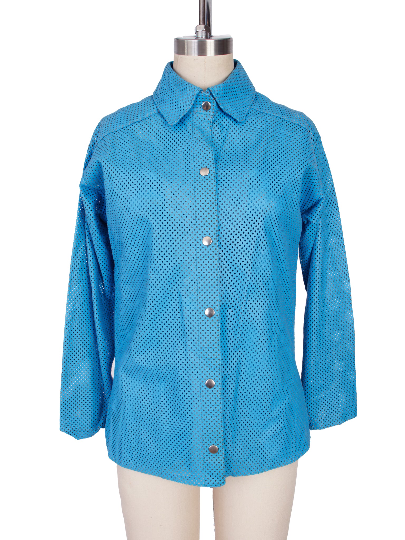 Lillie Rubin Perforated Leather Cami & Shirt Set