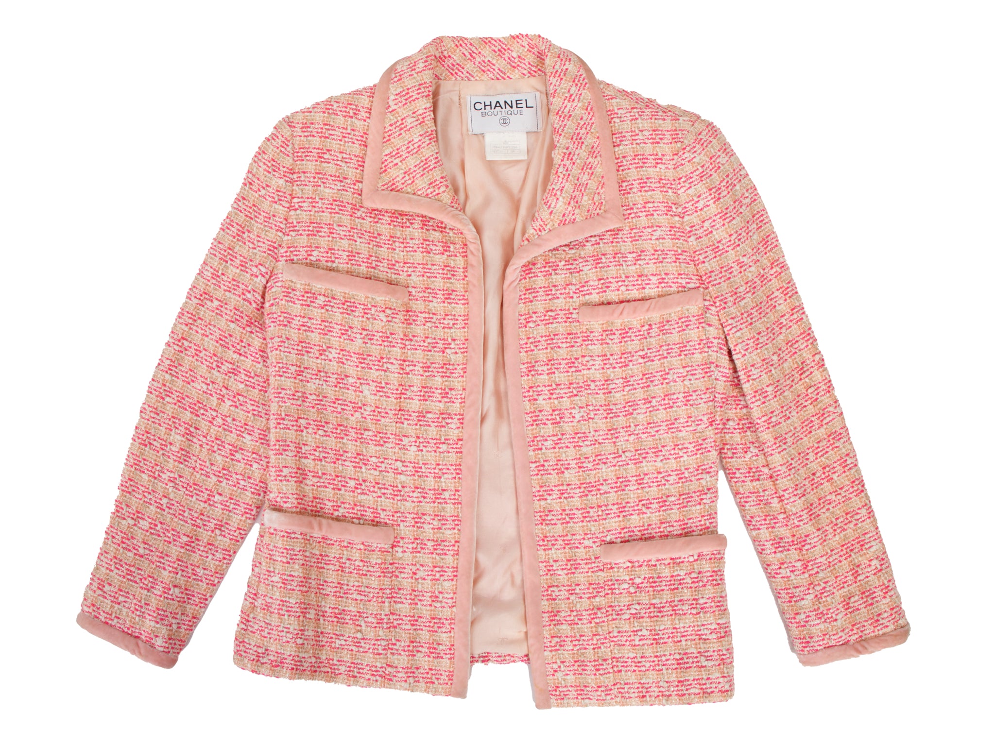 S/S 1996 Chanel Tweed & Velour Trim Jacket