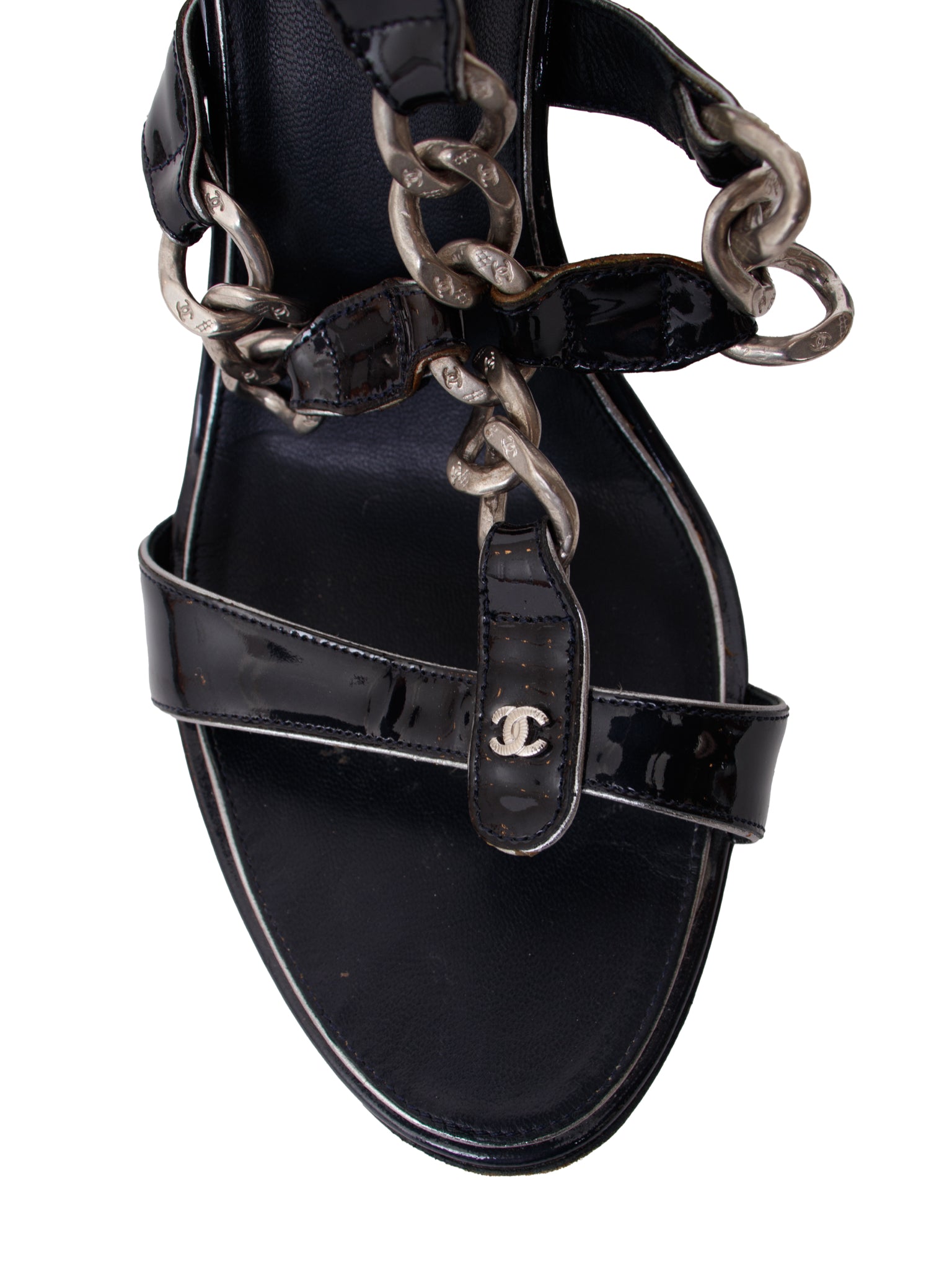 Chanel Patent Chain High Heel Sandals
