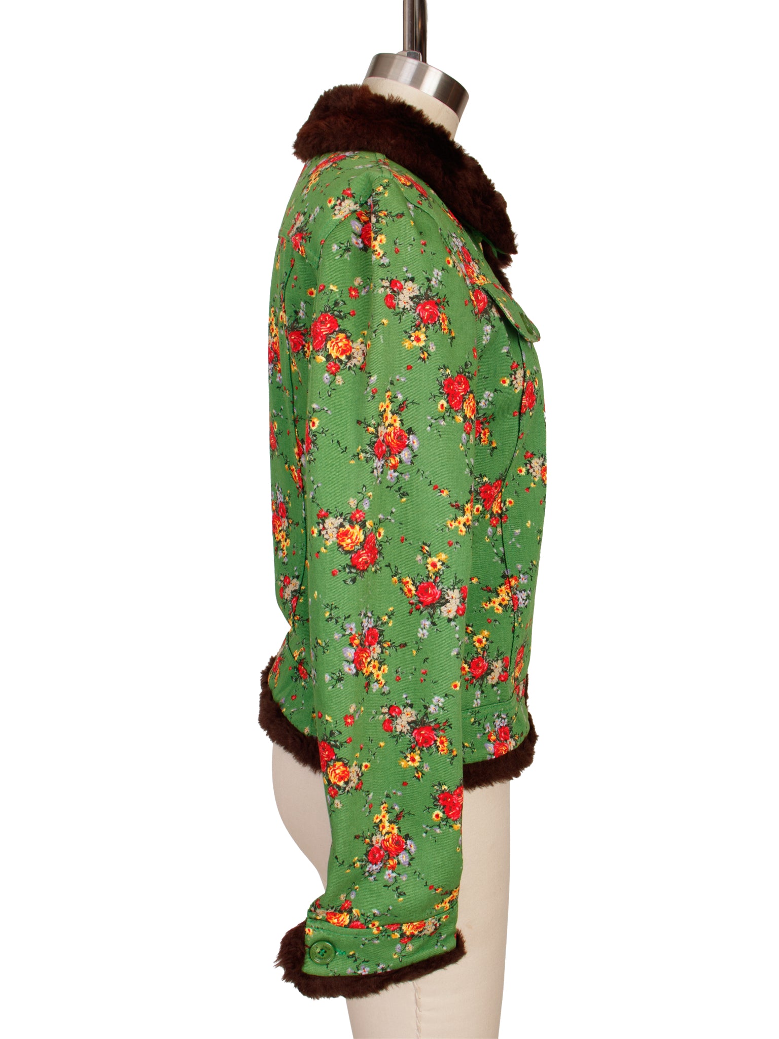 D&G by Dolce & Gabbana Faux Fur Trim Floral Jacket