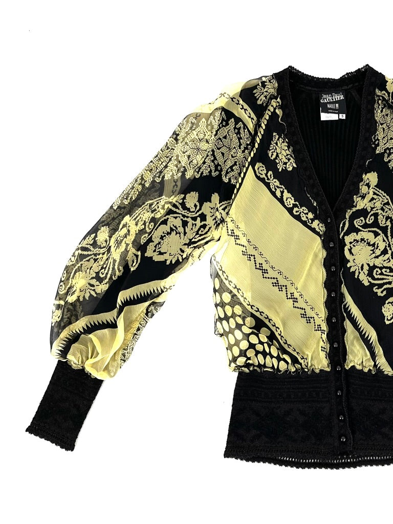 90s Jean Paul Gaultier Maille Chiffon & Wool Cardigan