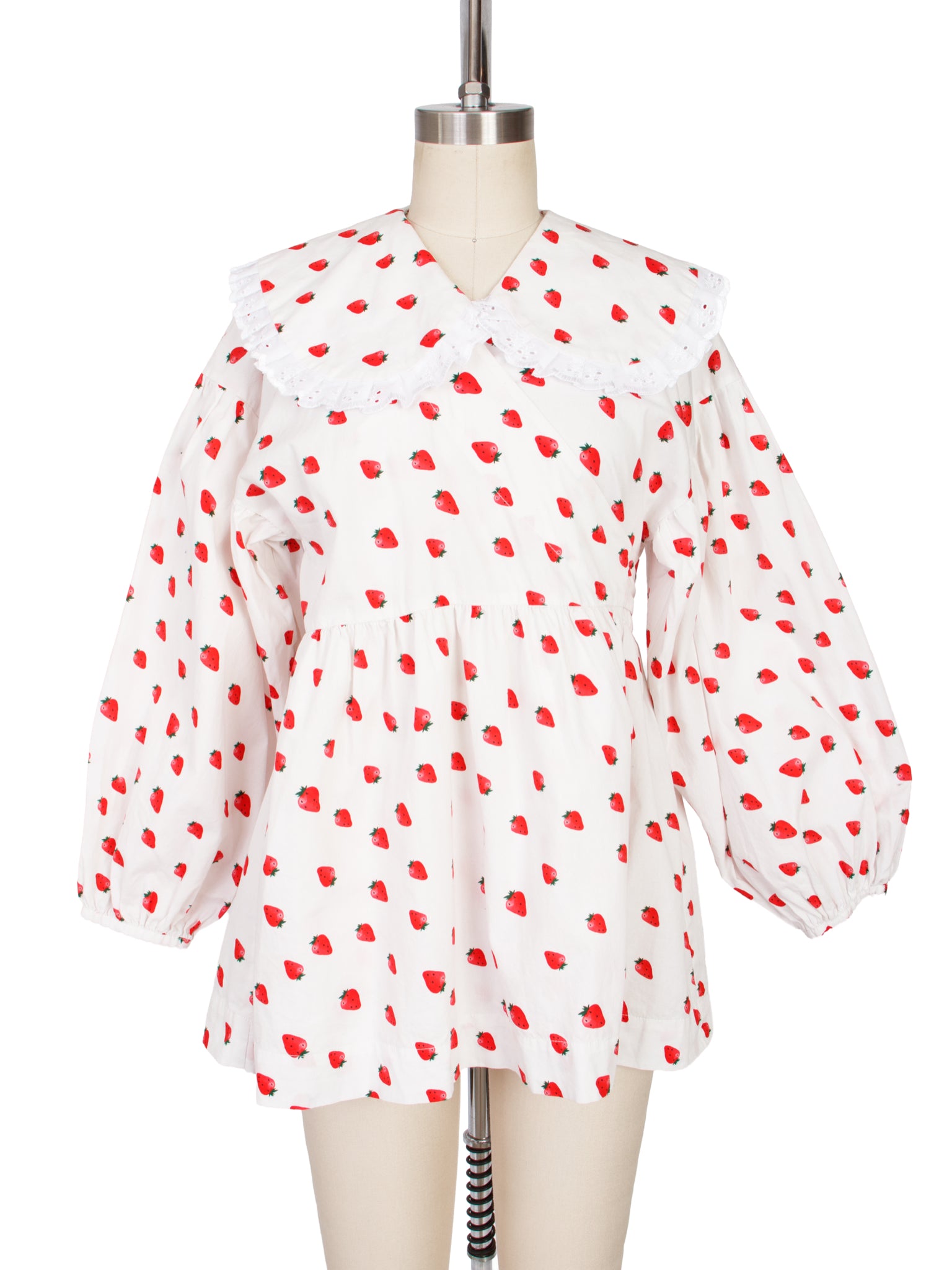 Sabrina Sommer Strawberry Print Wrap Blouse