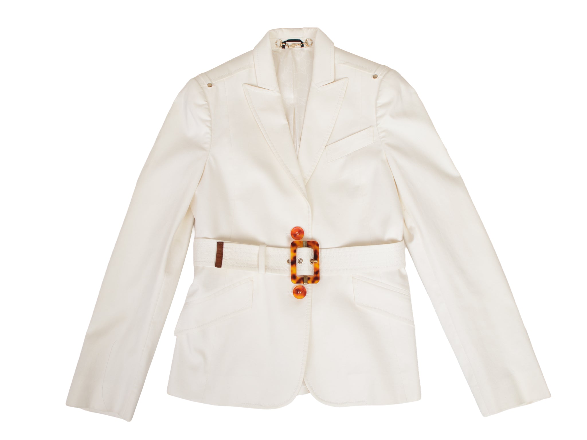 Gucci Twill Tortoiseshell Belted Blazer