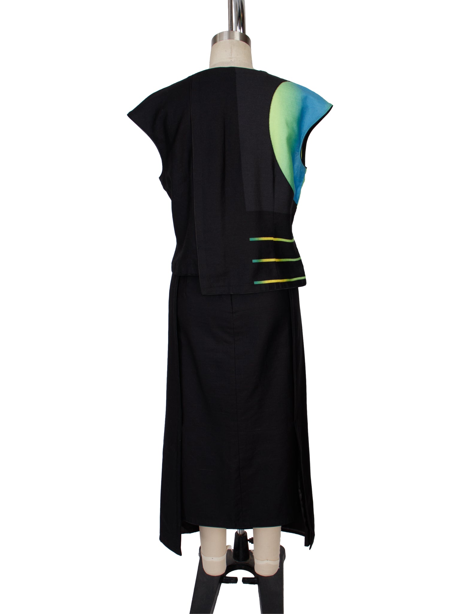 1980s Silk Asymmetrical Graphic Skirt Set