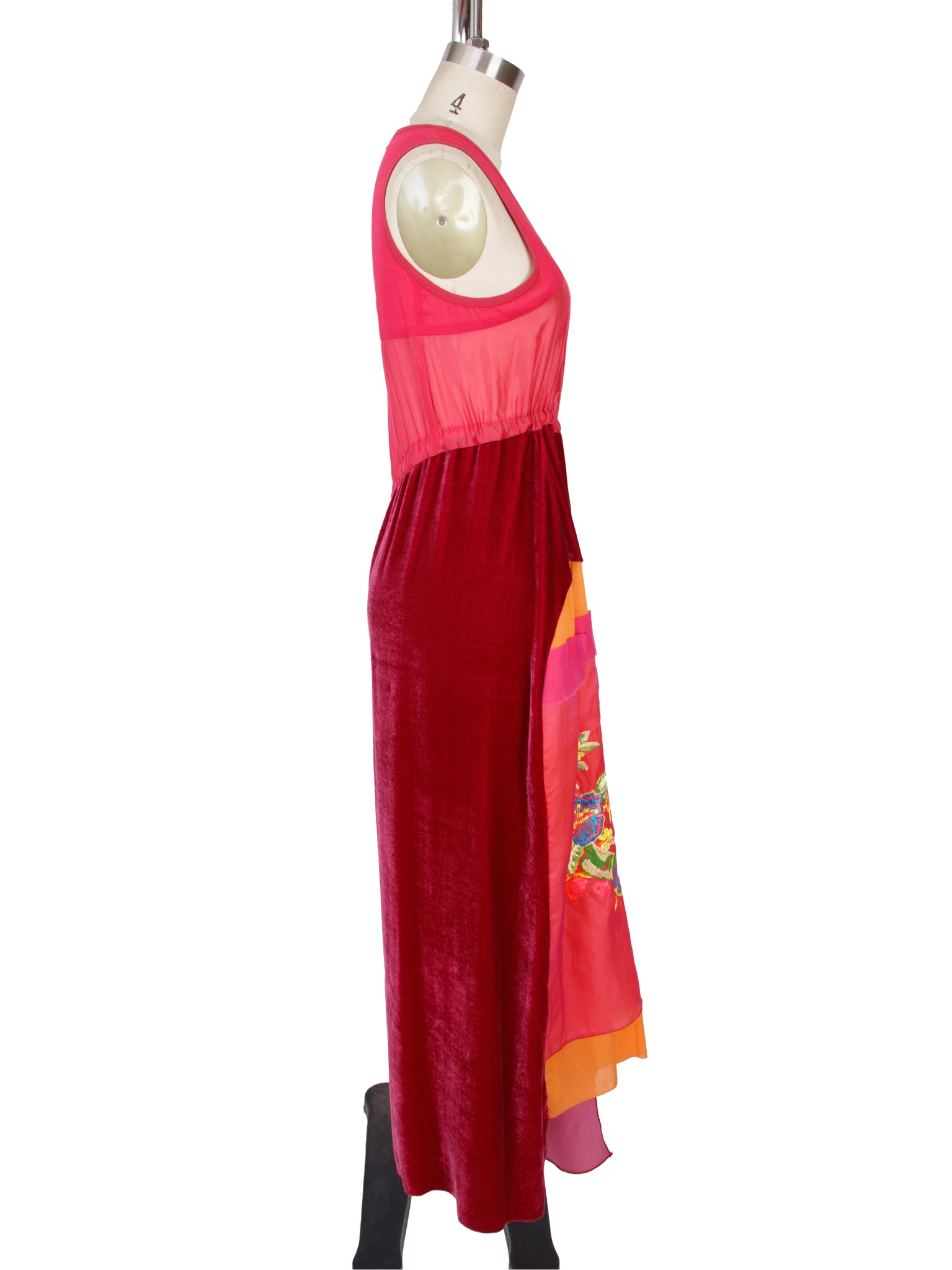 Marithe Francois Girbaud Velvet & Organza Embroidered Dress