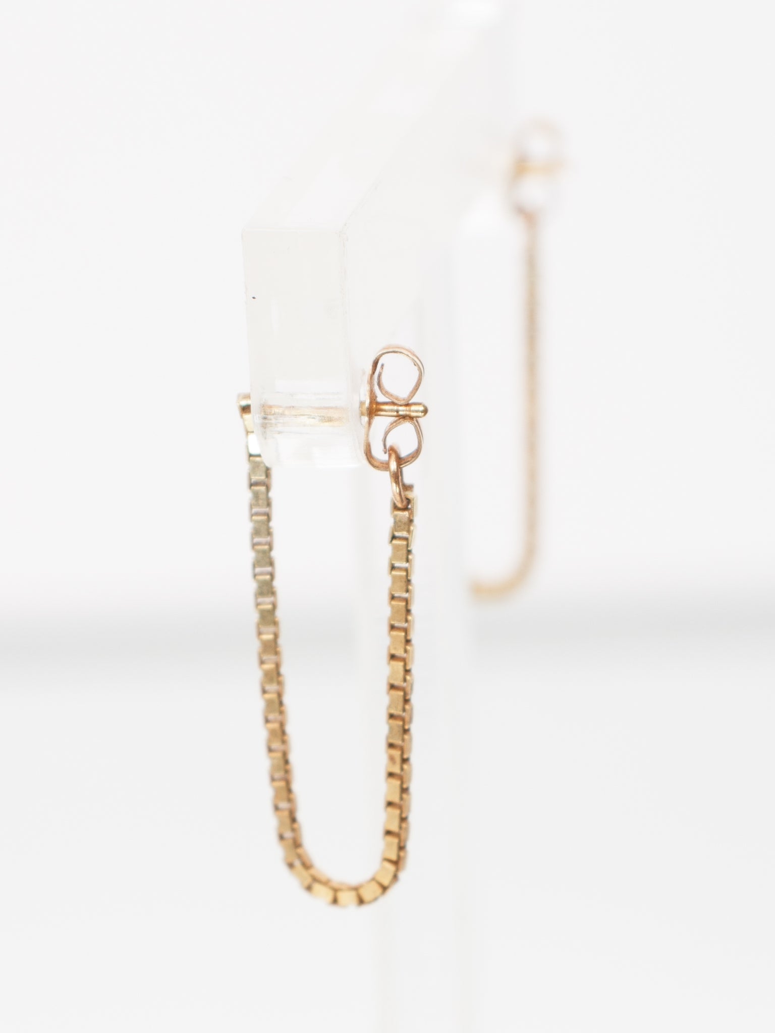 14K Gold Box Chain Earrings