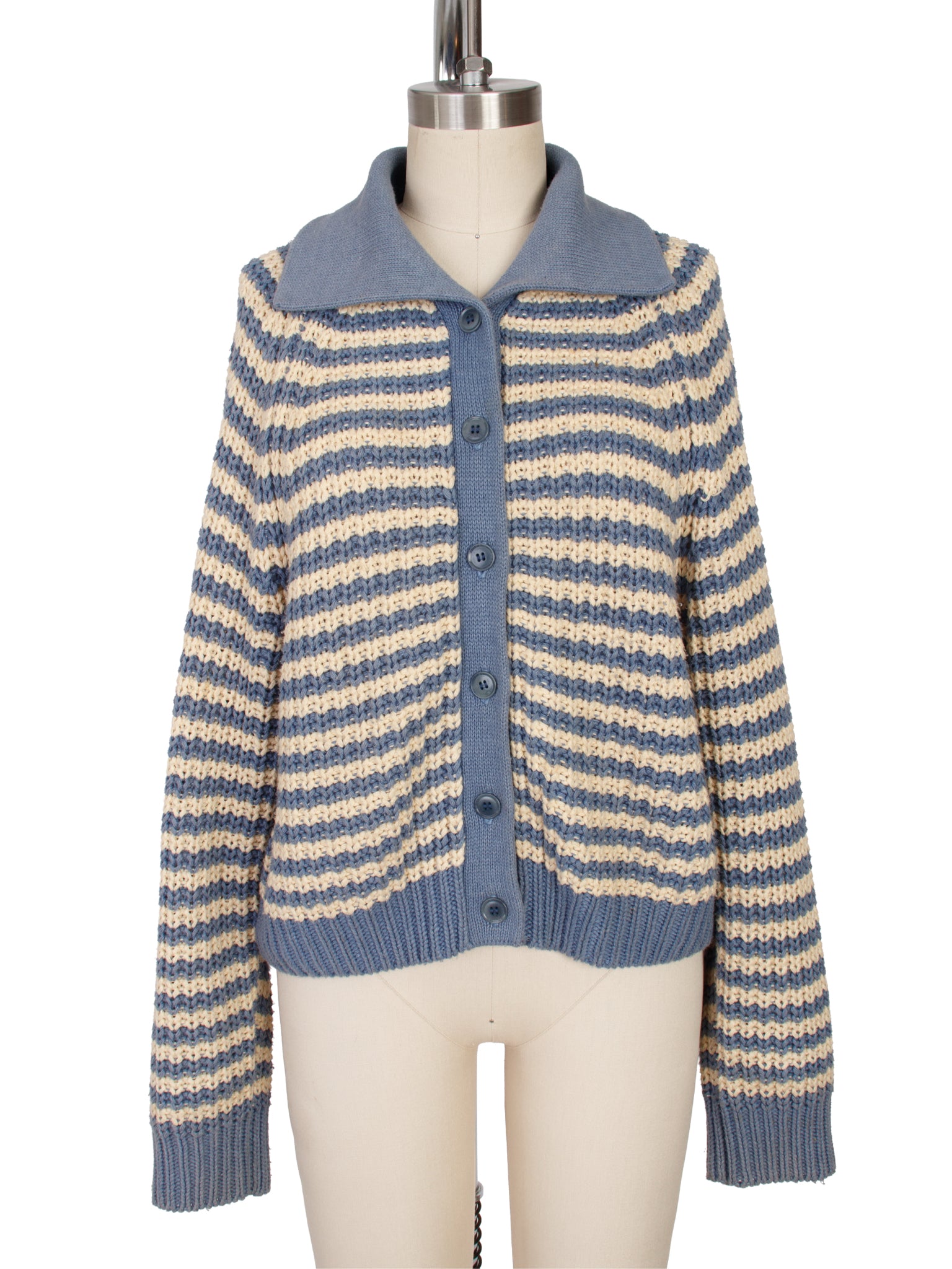 The Great  Spread Collar Crochet Striped Cardigan