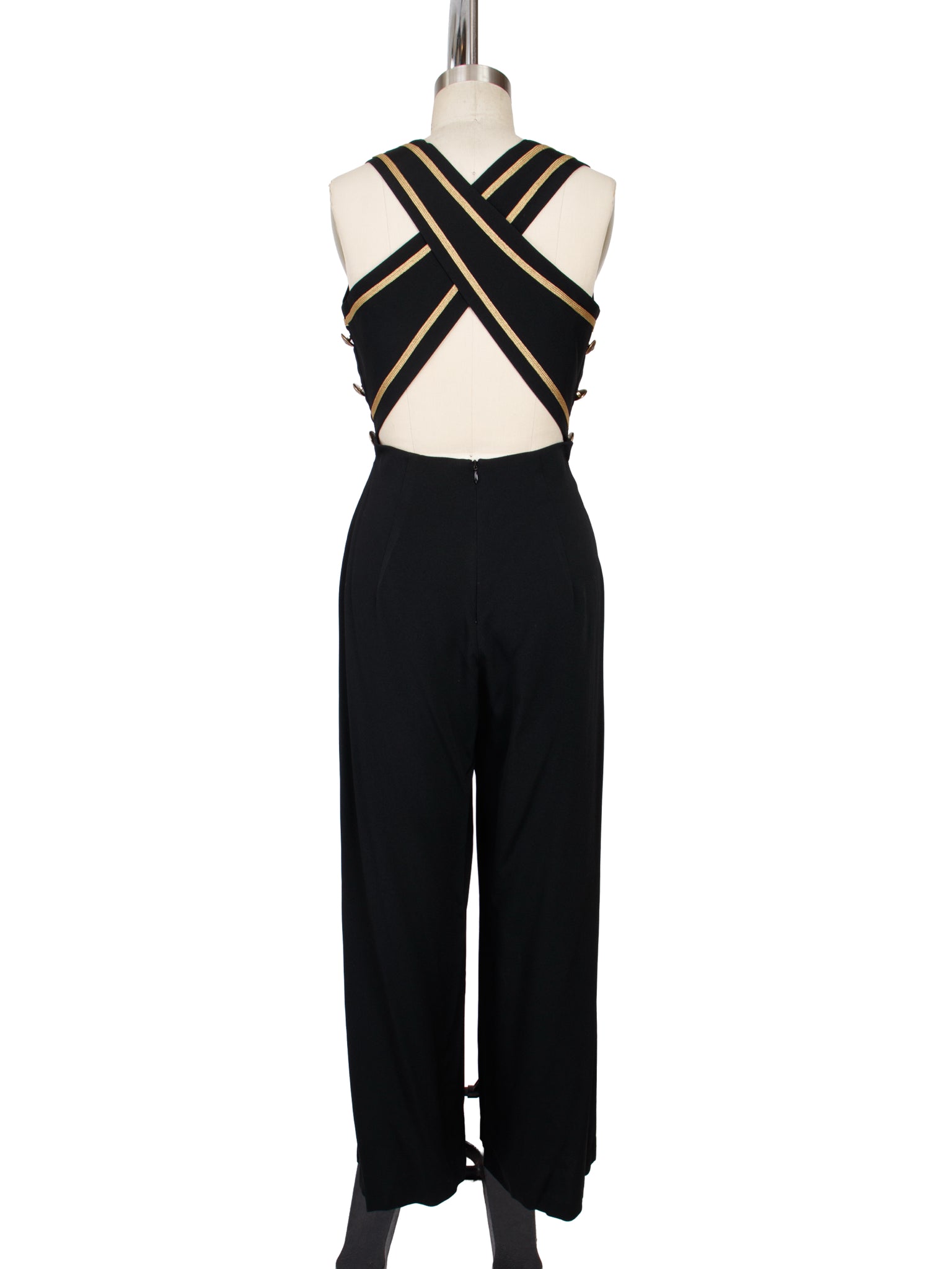 Barbara Barbara Crepe Metallic Trim Jumpsuit