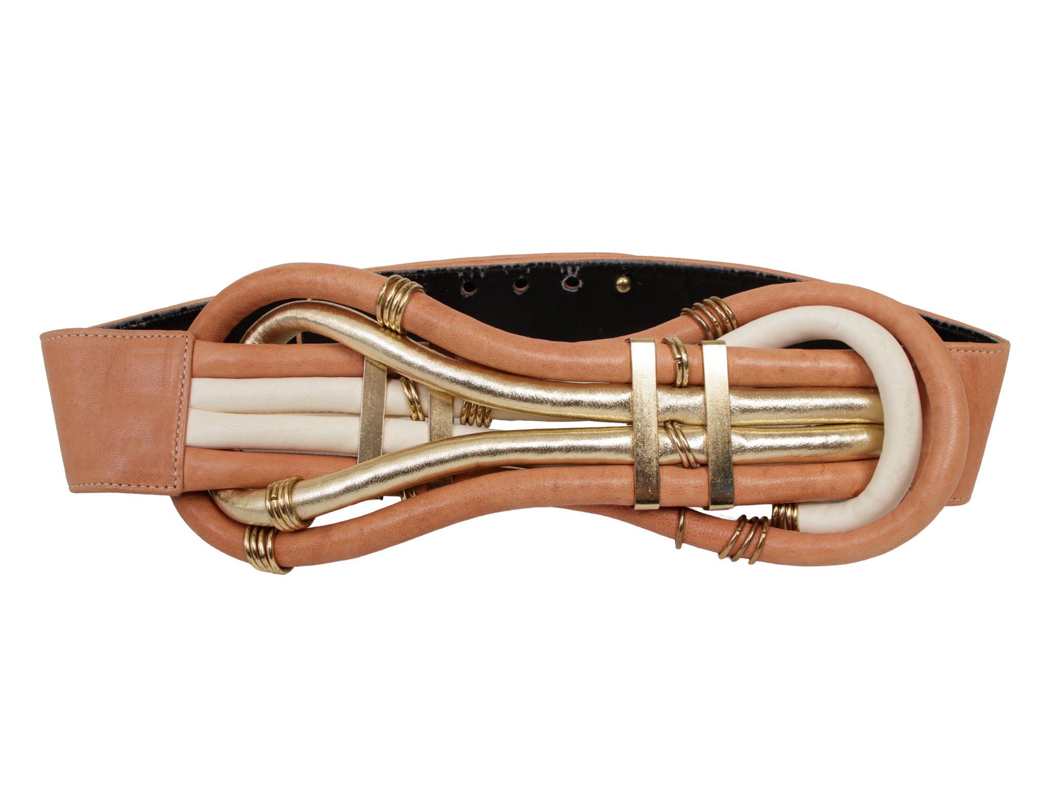 1990s Raina Leather Knotted Wide Belt