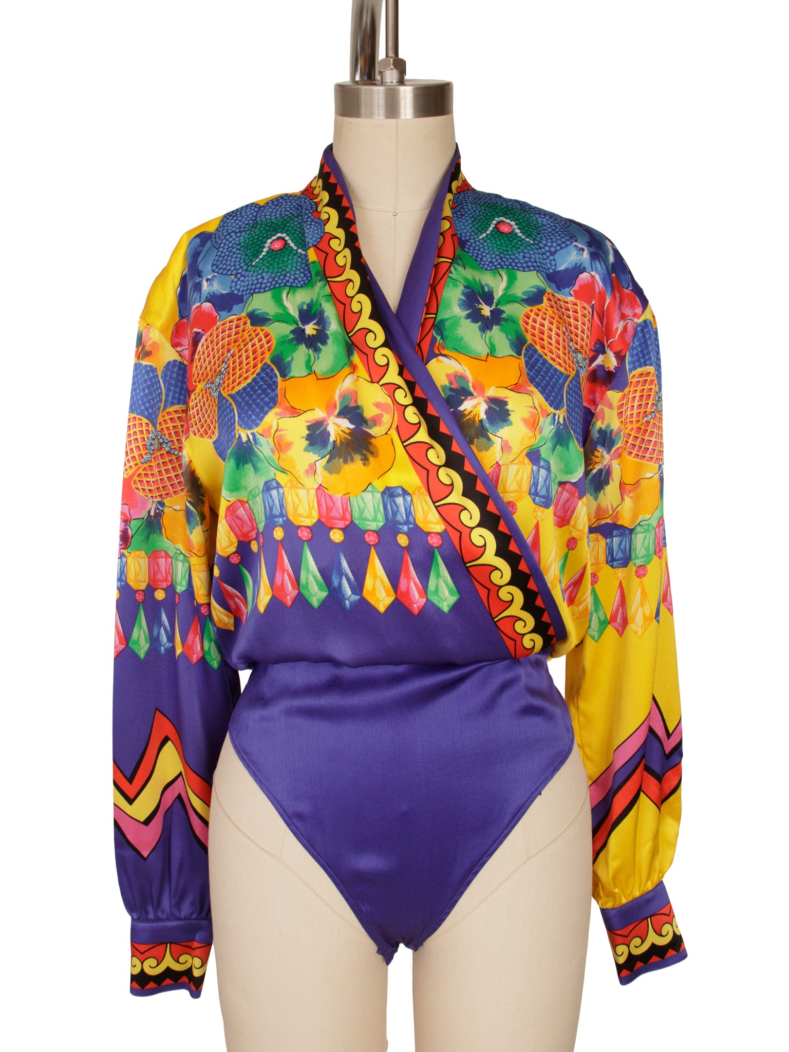 Escada Silk Jewel Print Bodysuit as-is