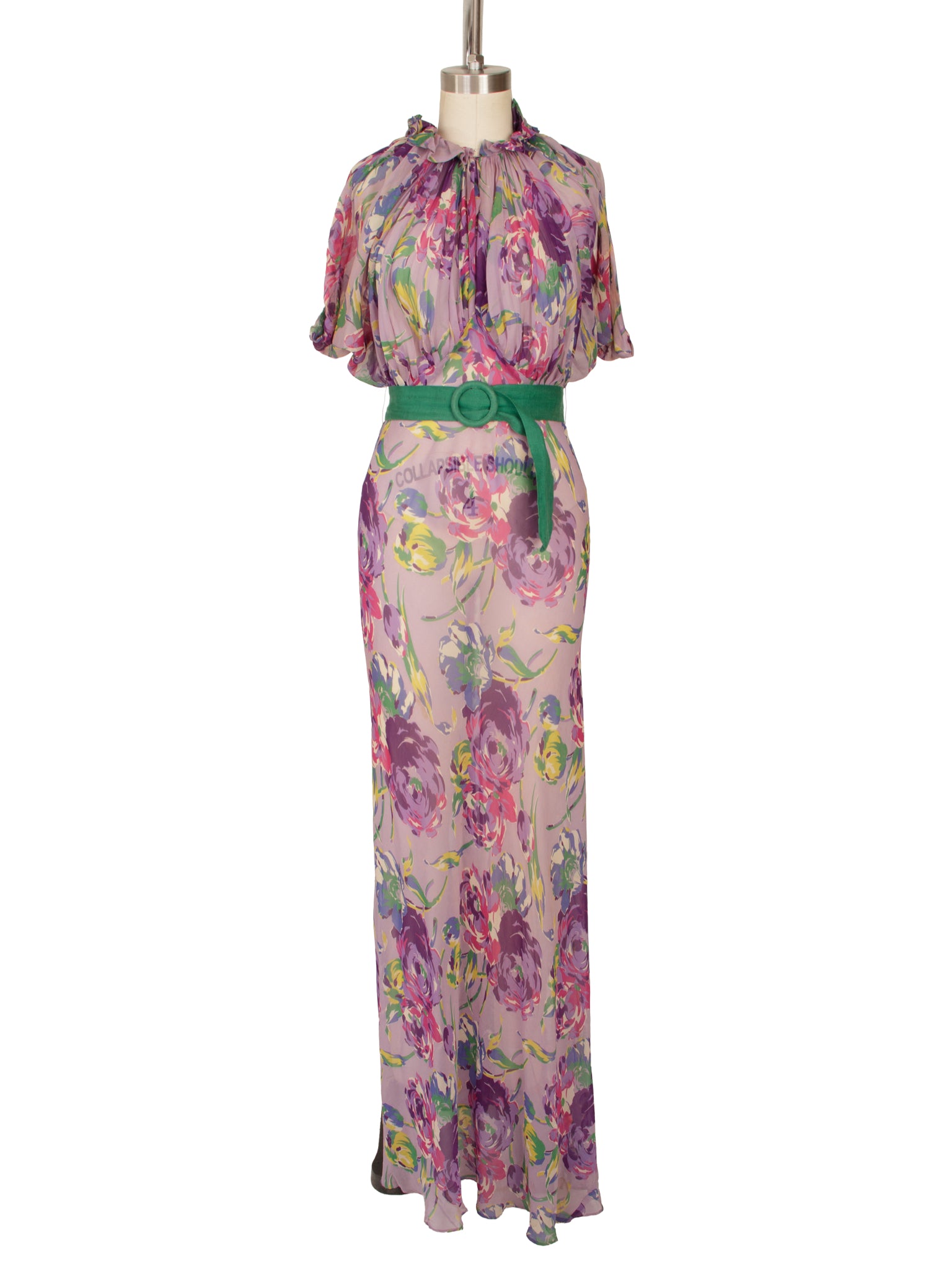 1930s Chiffon Floral Dress As-Is