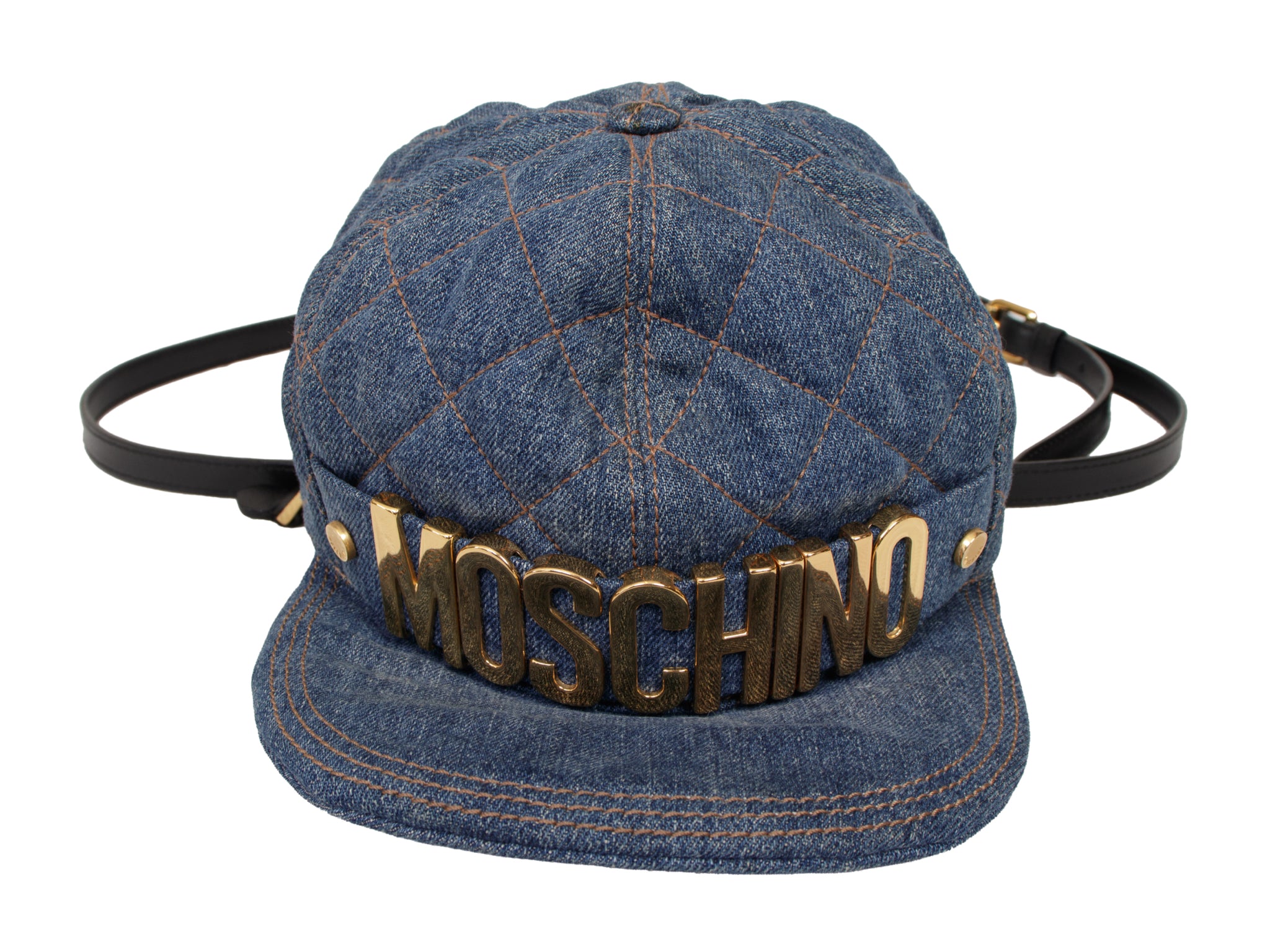 Moschino Quilted Denim Hat Crossbody Bag