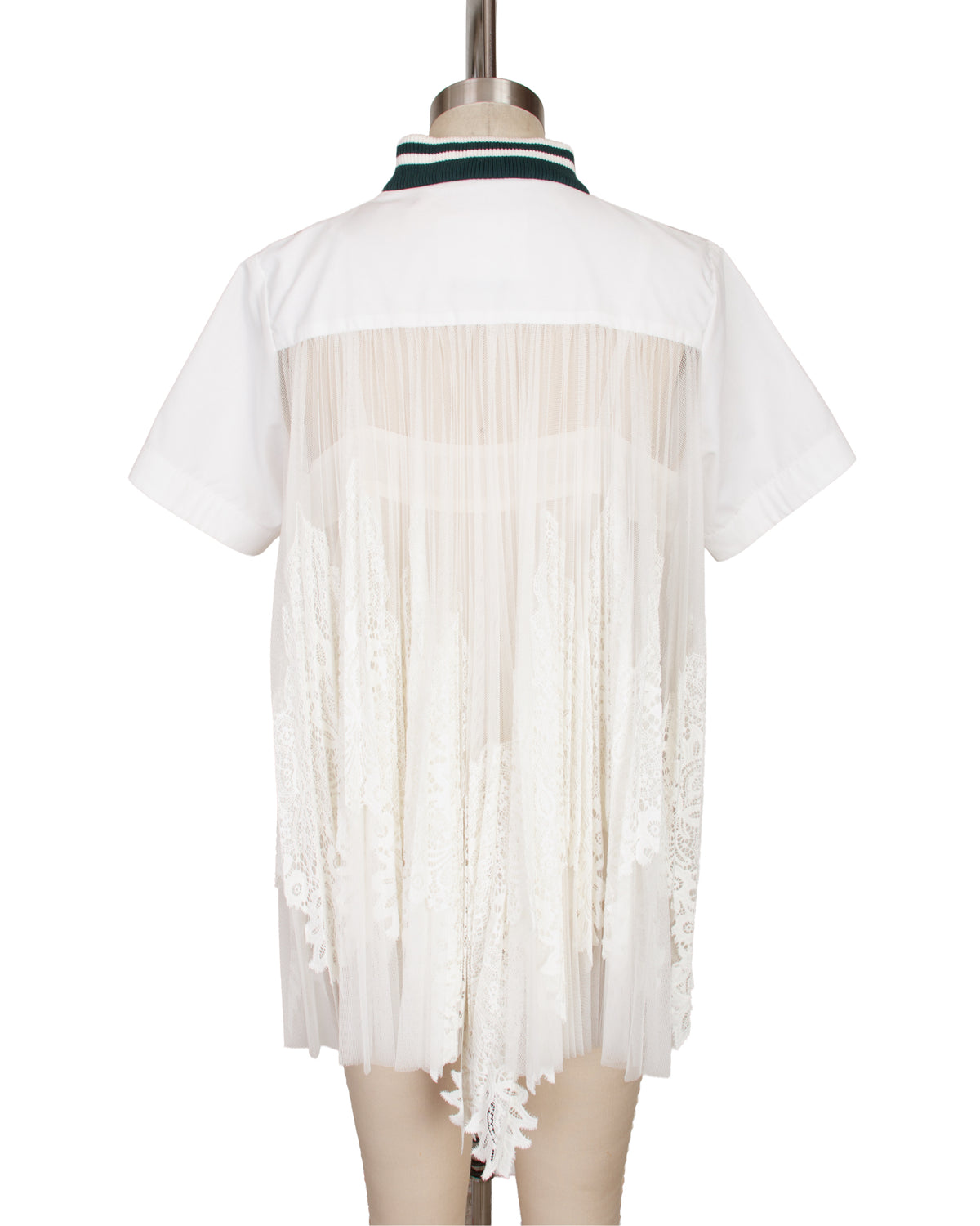 Sacai Tulle & Lace Panel Splice Top