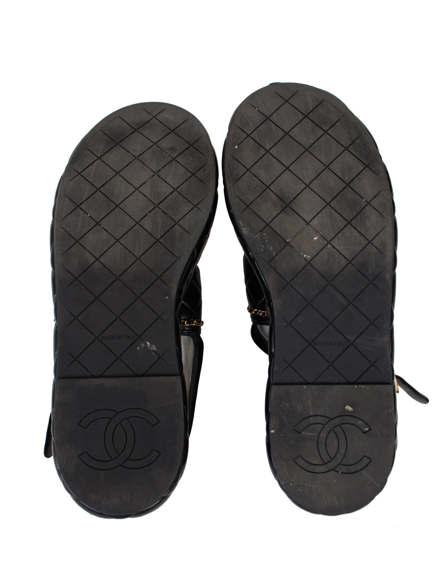 2025 Chanel Lambskin Quilted Chain Trim Sandals