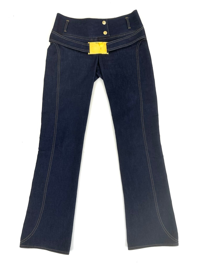 2001 Dolce & Gabbana Logo Buckle Jeans