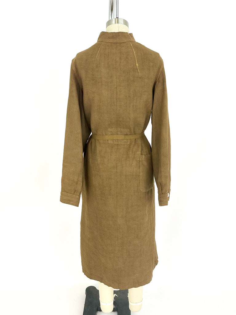 Overdyed Linen Long Coat