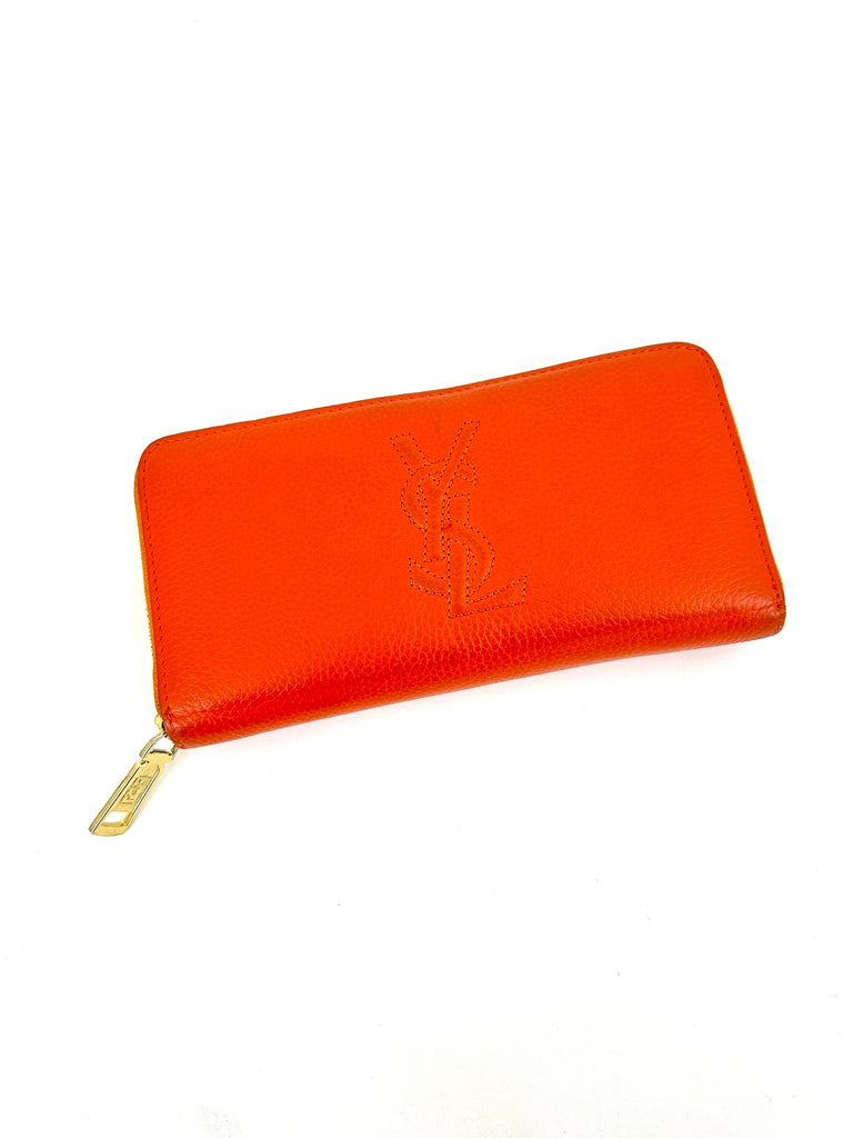Yves Saint Laurent Leather Monogram Zip Wallet*