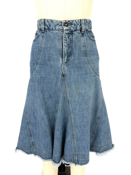スカート Alexander McQueen Two-tone black denim skirt McQueen Two-Tone Low Rise Denim Midi Skirt | Nordstromrack