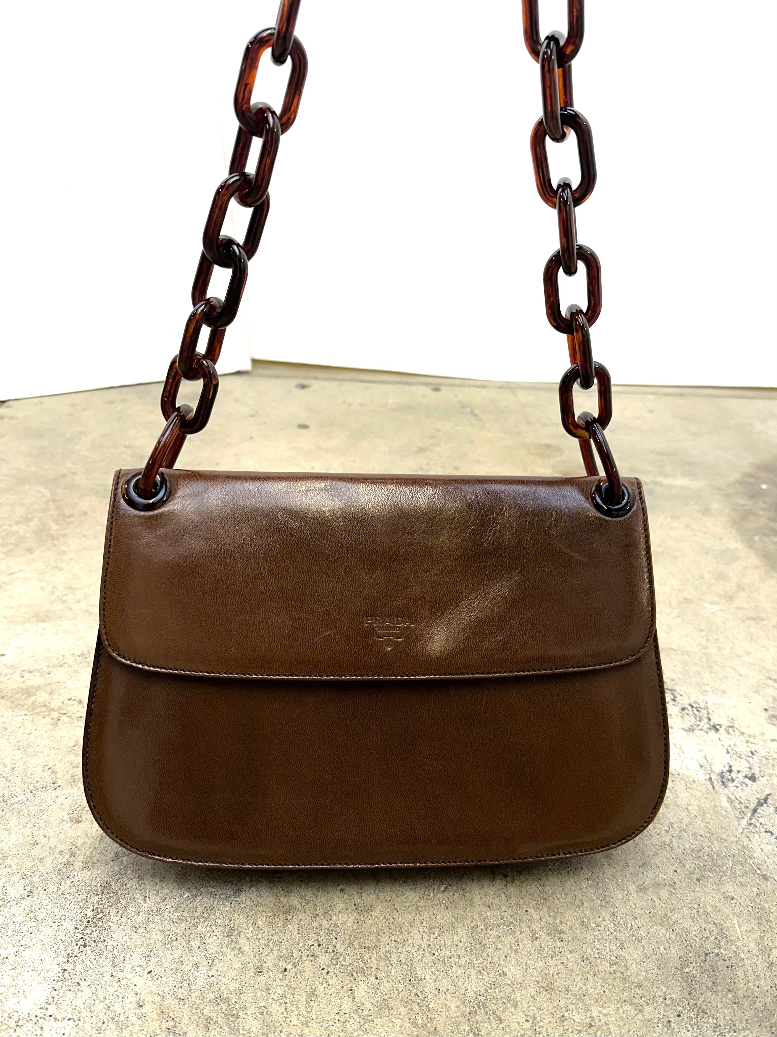Prada Leather Lucite Chain Shoulder Bag Mercy Vintage