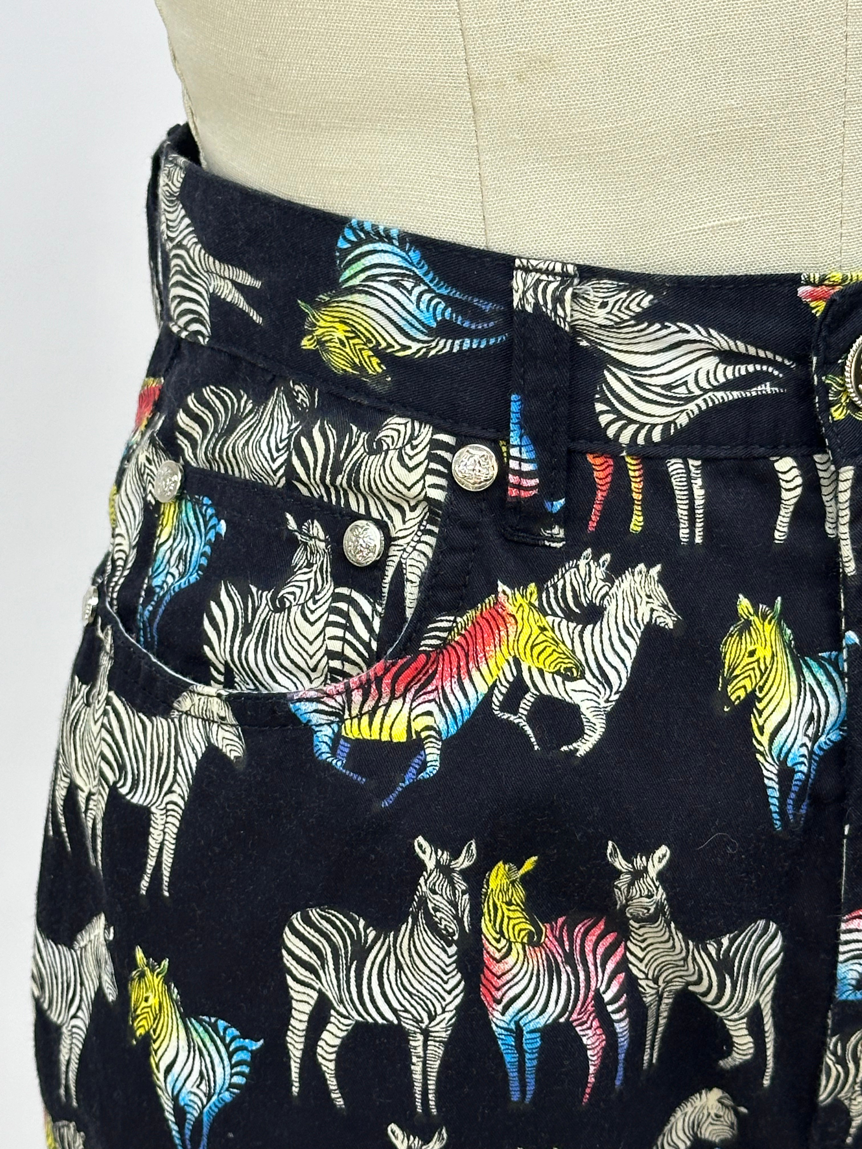 1990s Versace Jeans Couture Zebra Jeans | Mercy Vintage