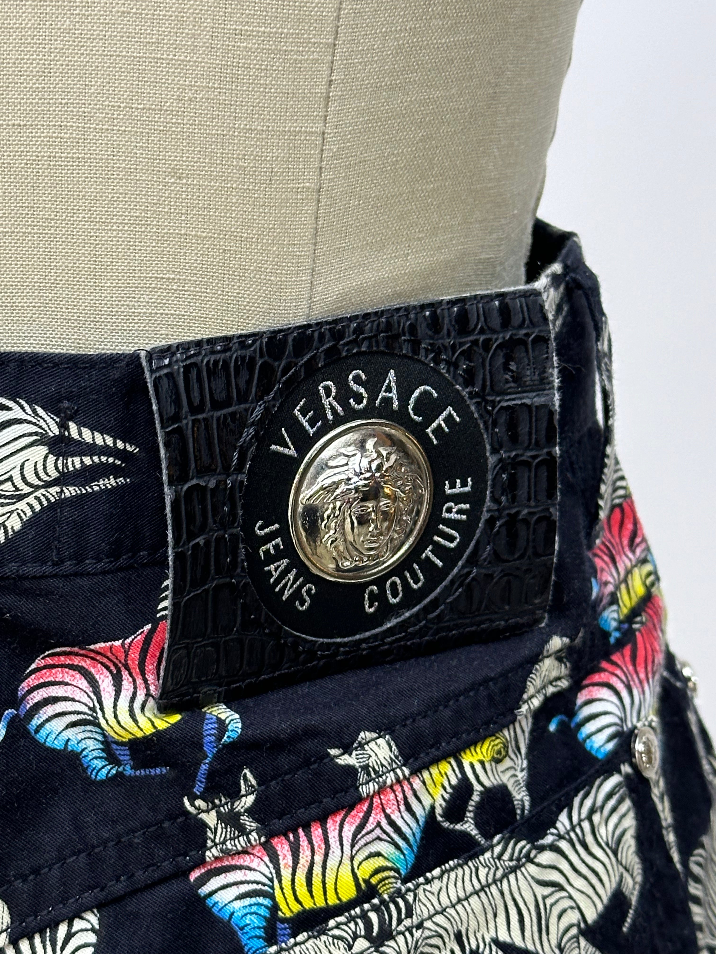 1990s Versace Jeans Couture Zebra Jeans | Mercy Vintage