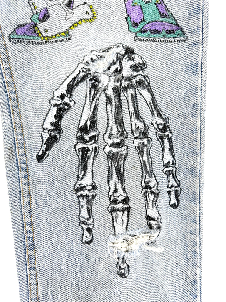 80s Levi's Thrashed Custom Paint Jeans / Size 29