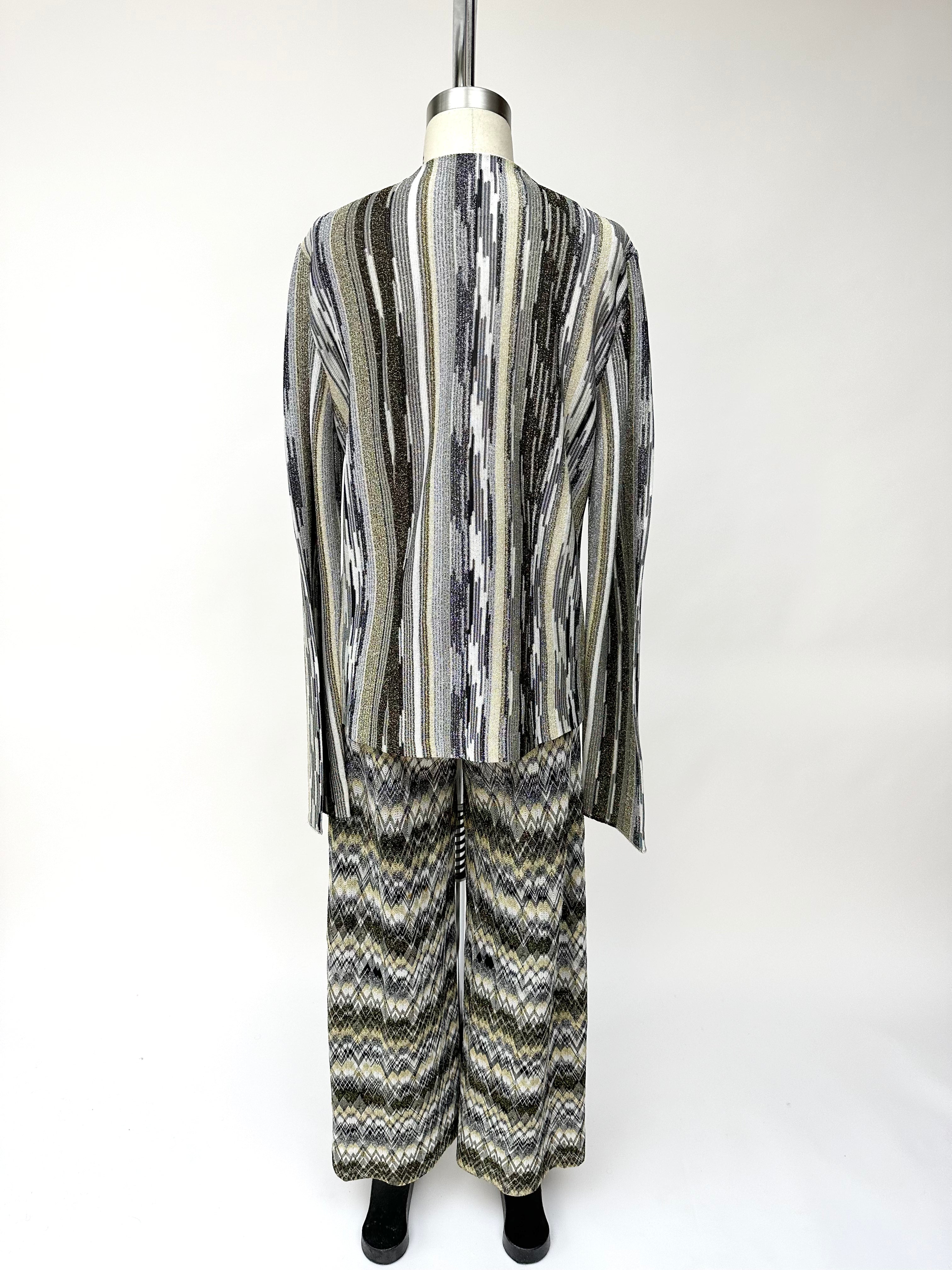 MISSONI Knit Chevron High Waist Palazzo Flare Crochet Pants