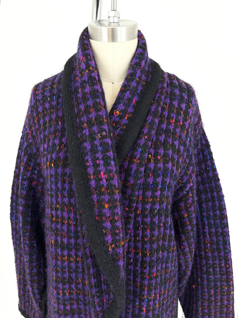 90s Mohair-Blend Longline Sweater Coat