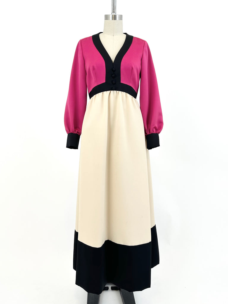 70s Geoffrey Beene Boutique Colorblock Gown