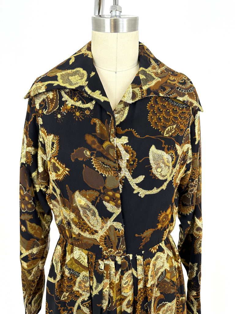 70s Bill Blass Chiffon Brocade Dress