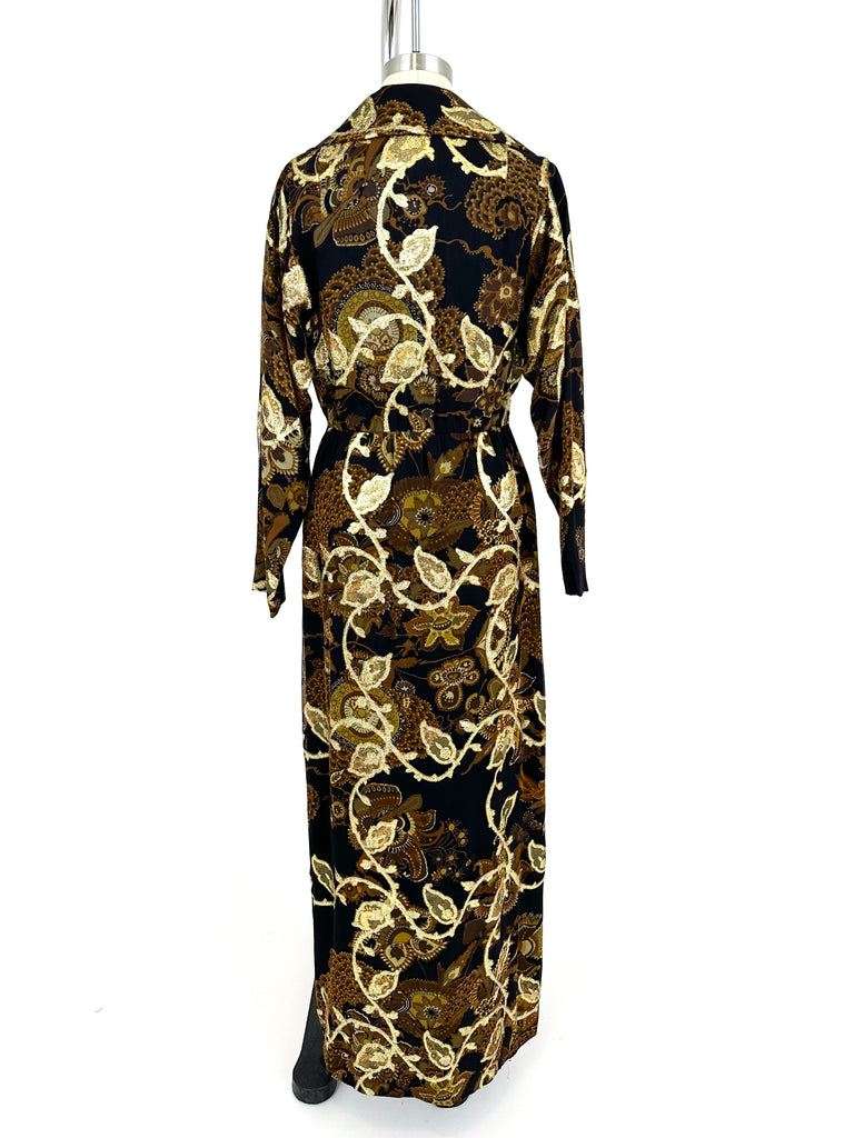 70s Bill Blass Chiffon Brocade Dress