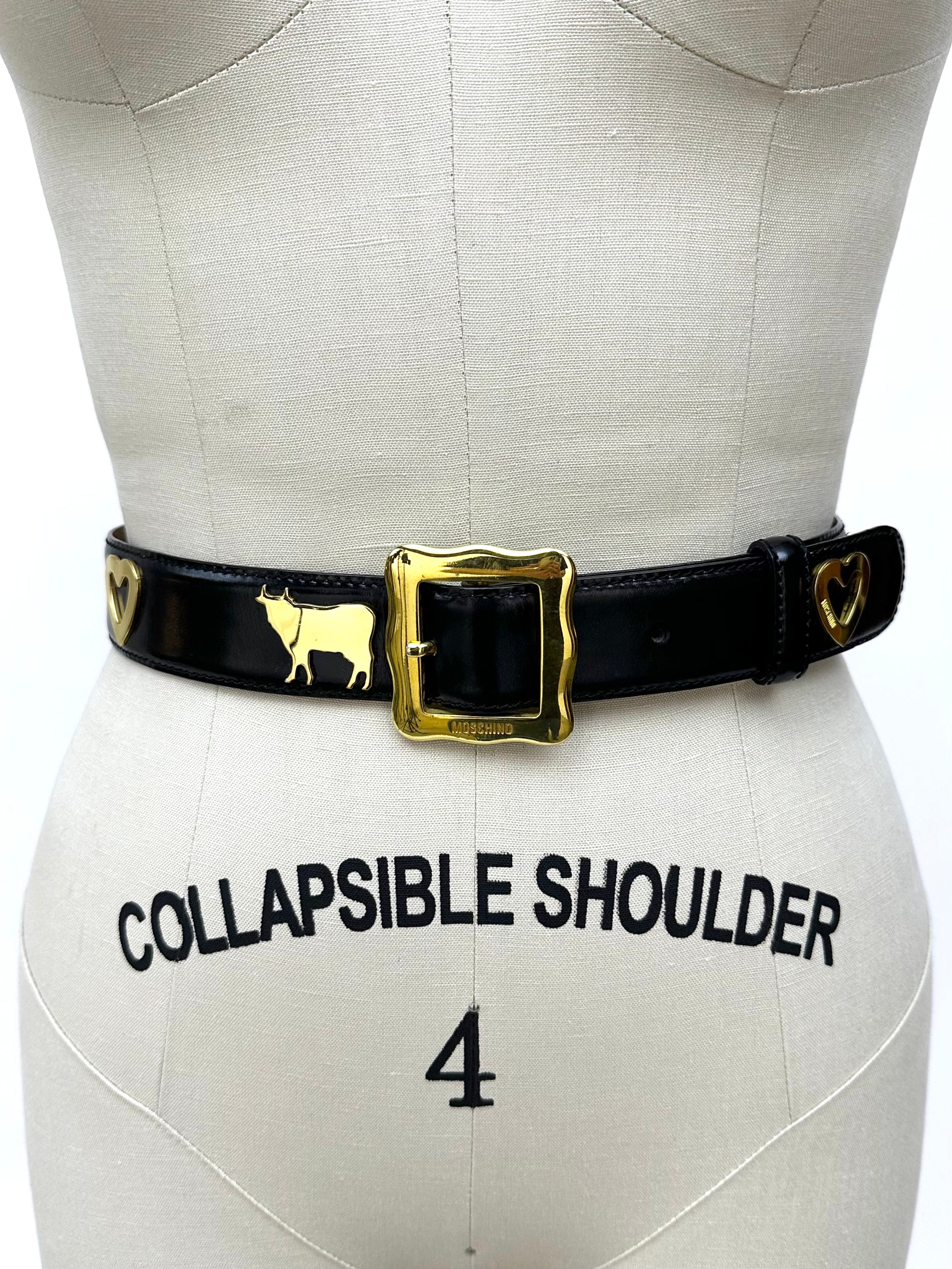 小物 open heart cow leather belt 1980s Moschino Cow Heart Belt* | Mercy Vintage