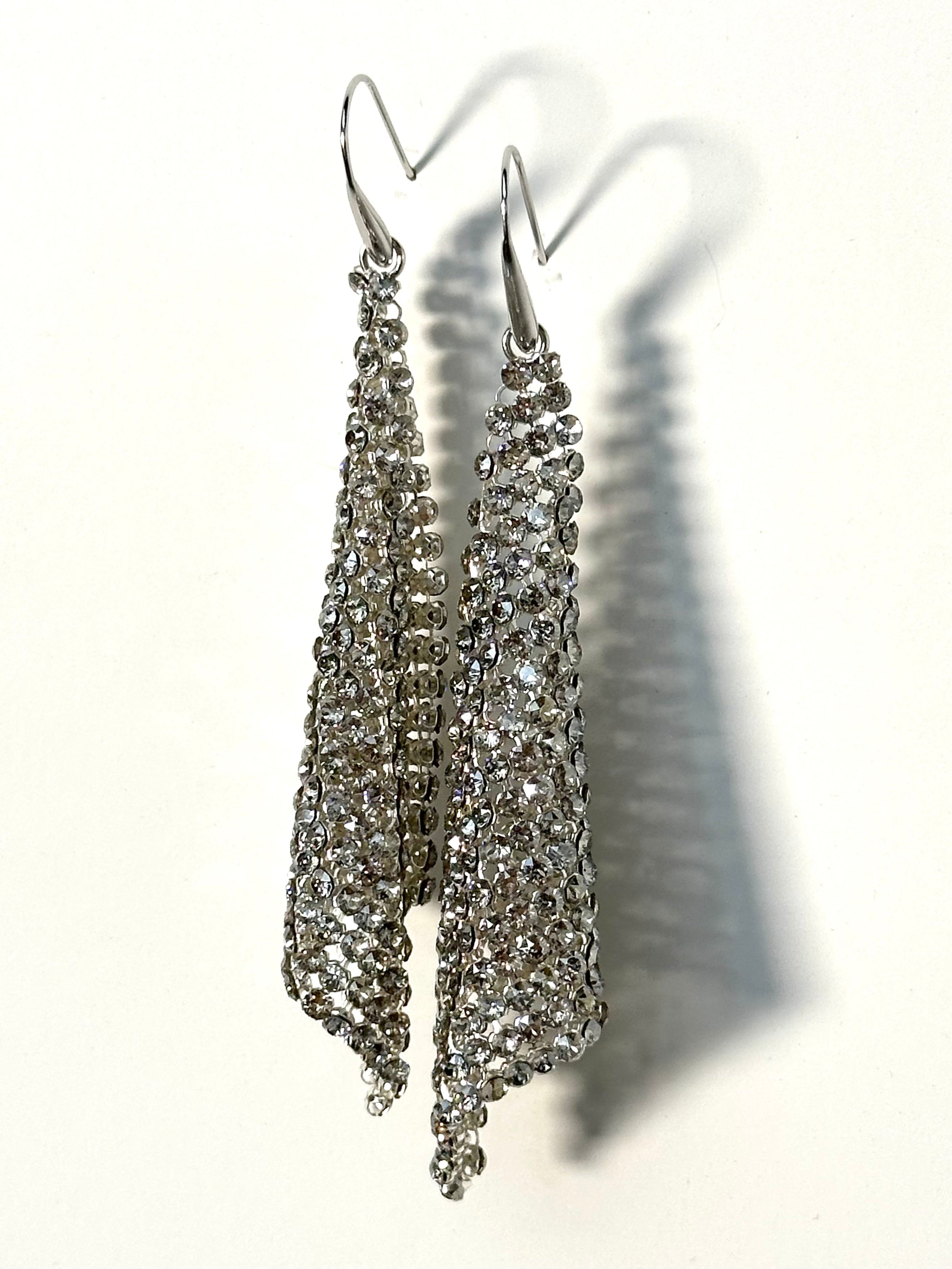 Swarovski Crystal Mesh Dangle Earrings Mercy Vintage