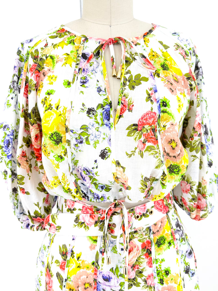 Zimmermann Linen Floral Skirt Set