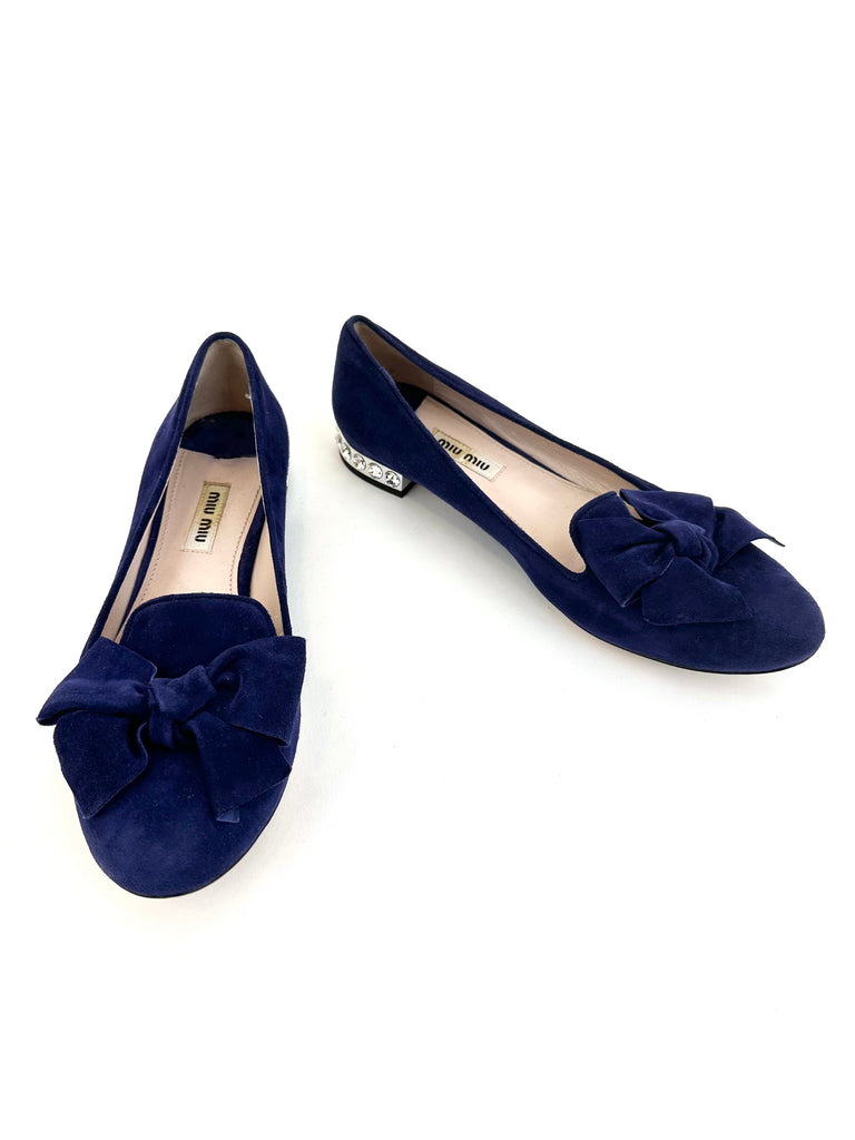 Miu Miu Suede Bow Embellished Loafers