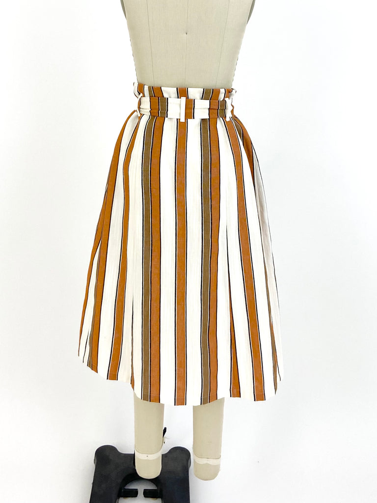 Sézane Striped Pleated Skirt