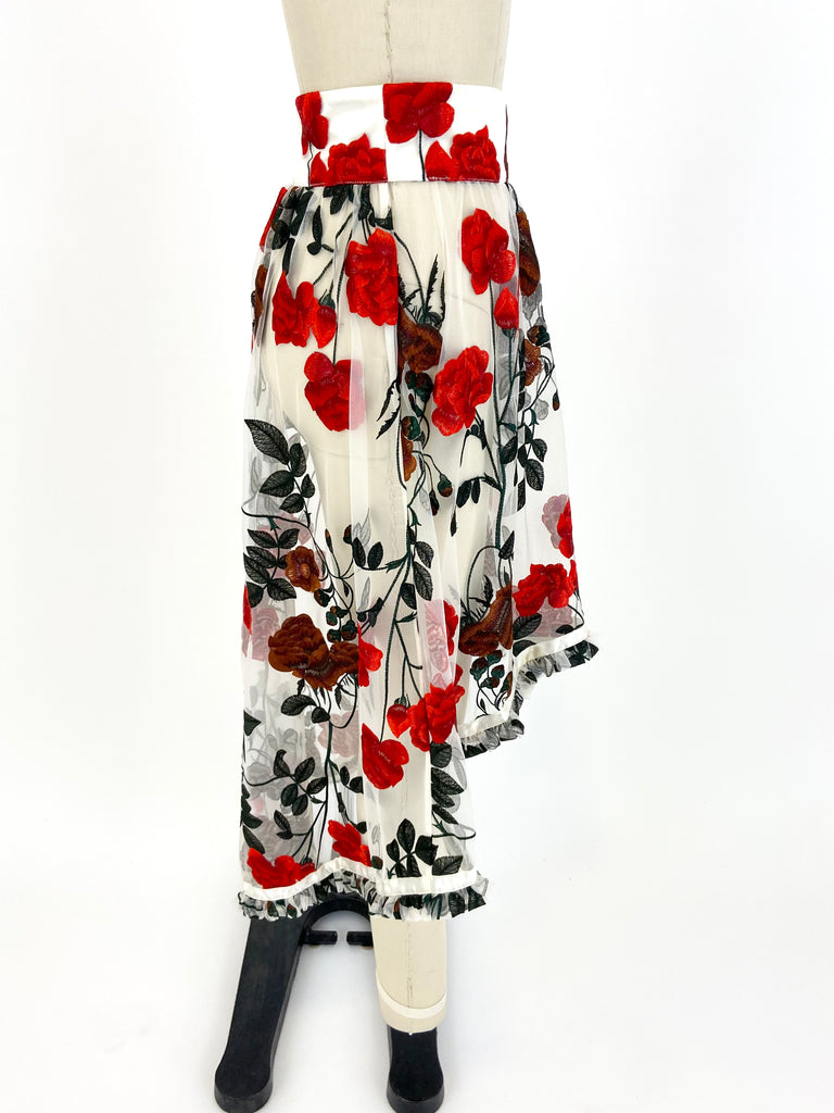Ganni Embroidered Mesh Skirt Set